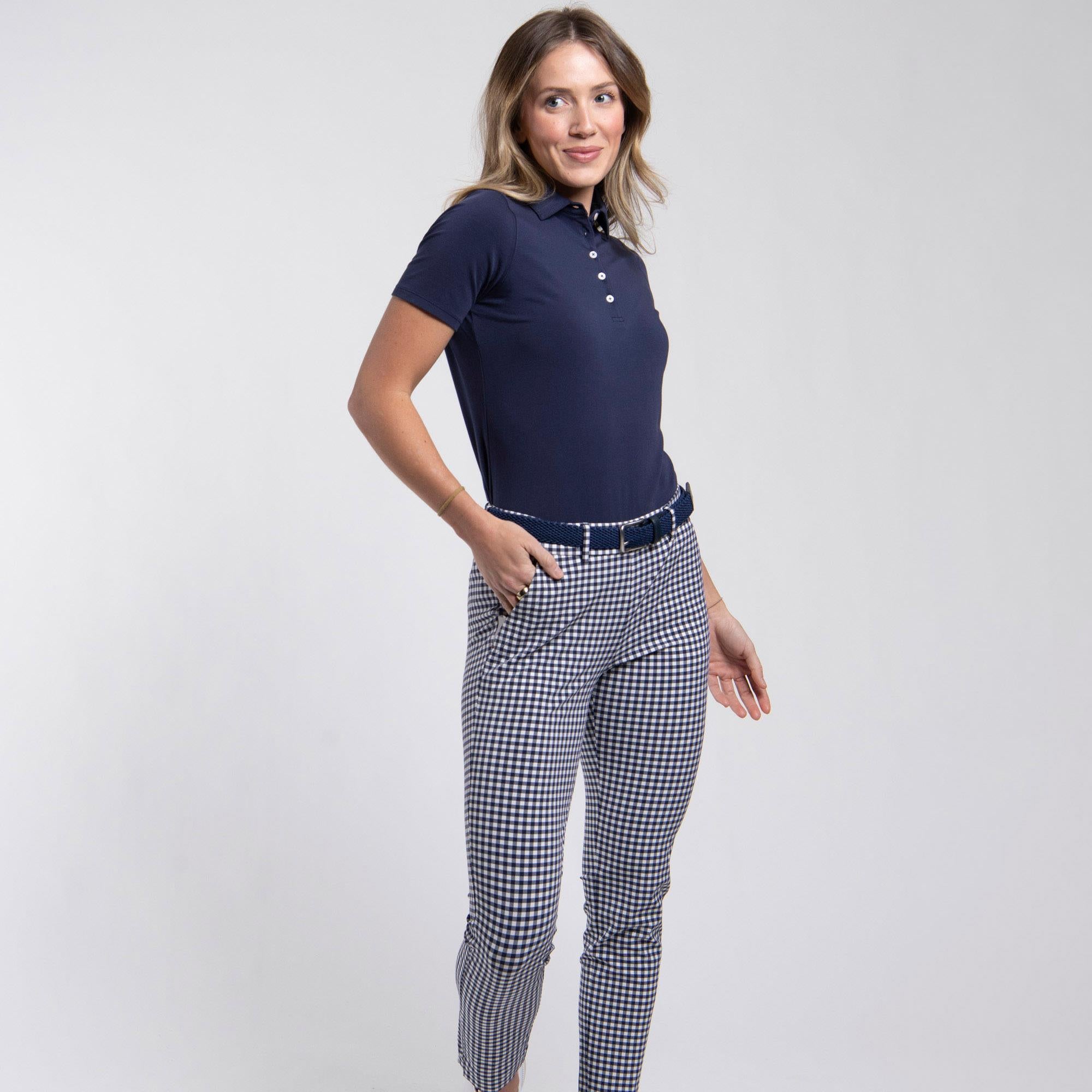 KJUS Ikala 7/8 Ladies Treggings Micro Gingham Atlanta Blue/Bone White
