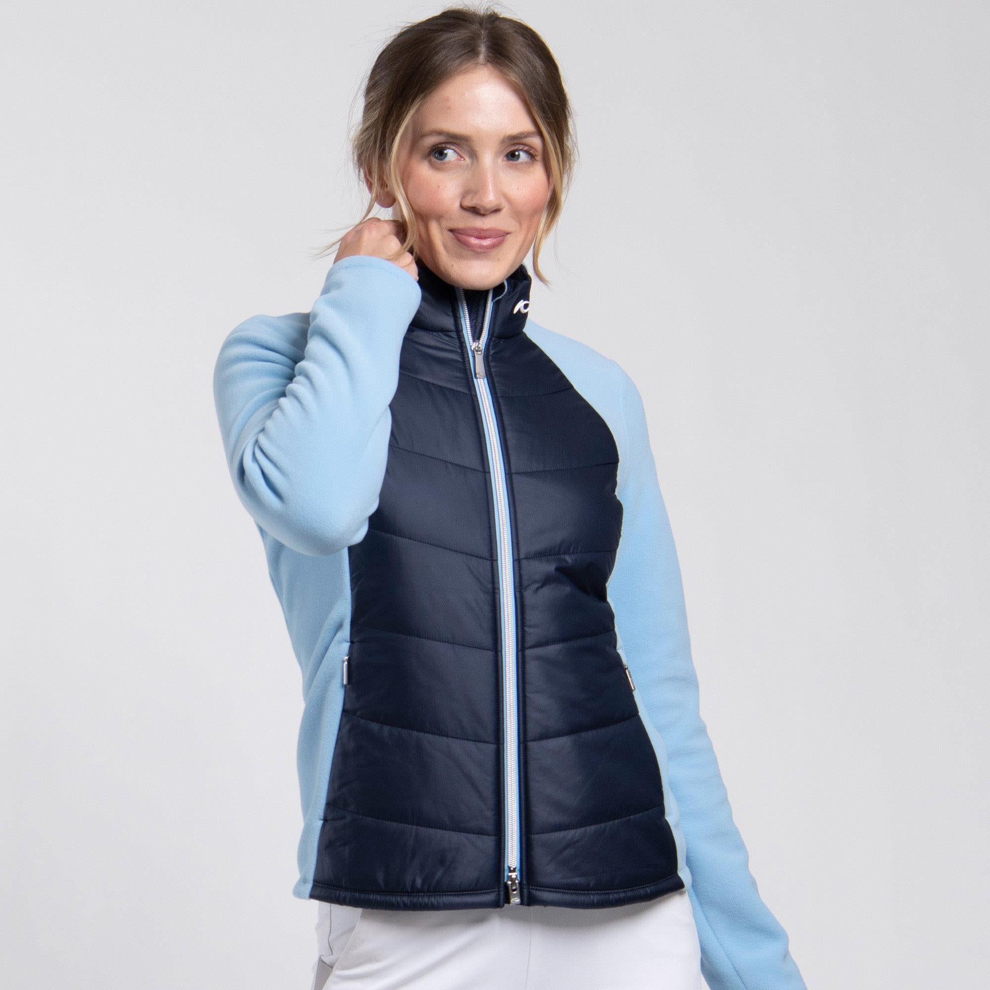 KJUS Lucerne Italian Fleece Ladies Golf Jacket Vapor Blue/Atlanta Blue