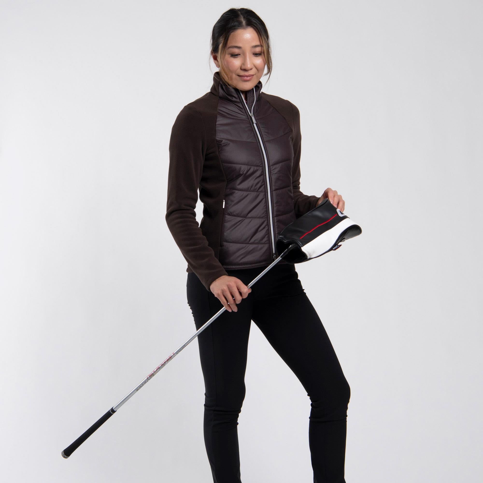 KJUS Lucerne Italian Fleece Ladies Golf Jacket Vapor Espresso/Black