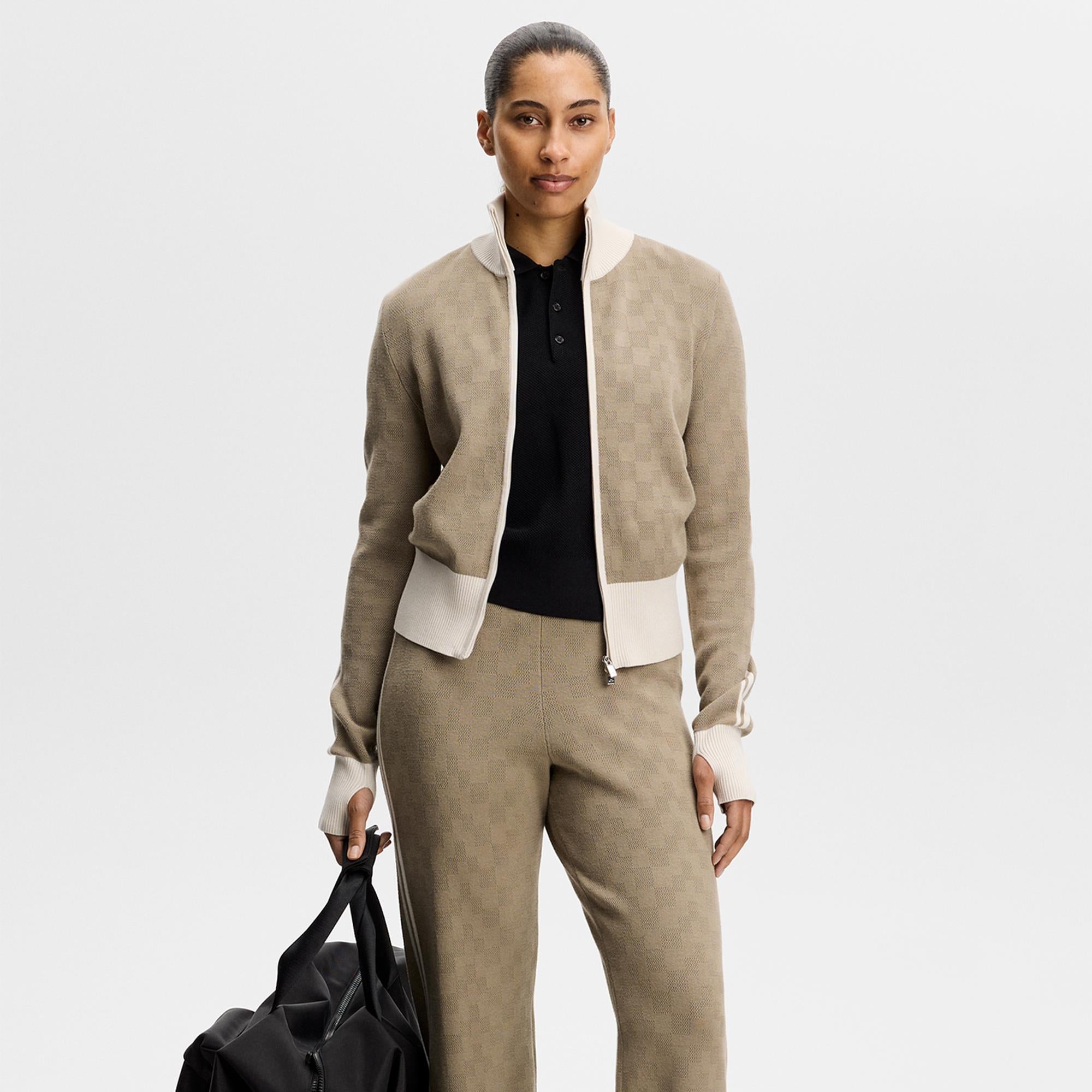J Lindeberg Kerla Knitted Ladies Full Zip Sweater Brindle