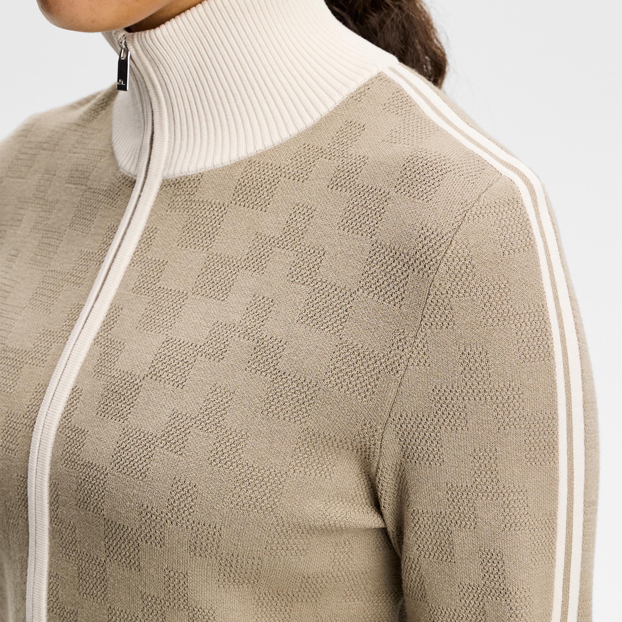 J Lindeberg Kerla Knitted Ladies Full Zip Sweater Brindle
