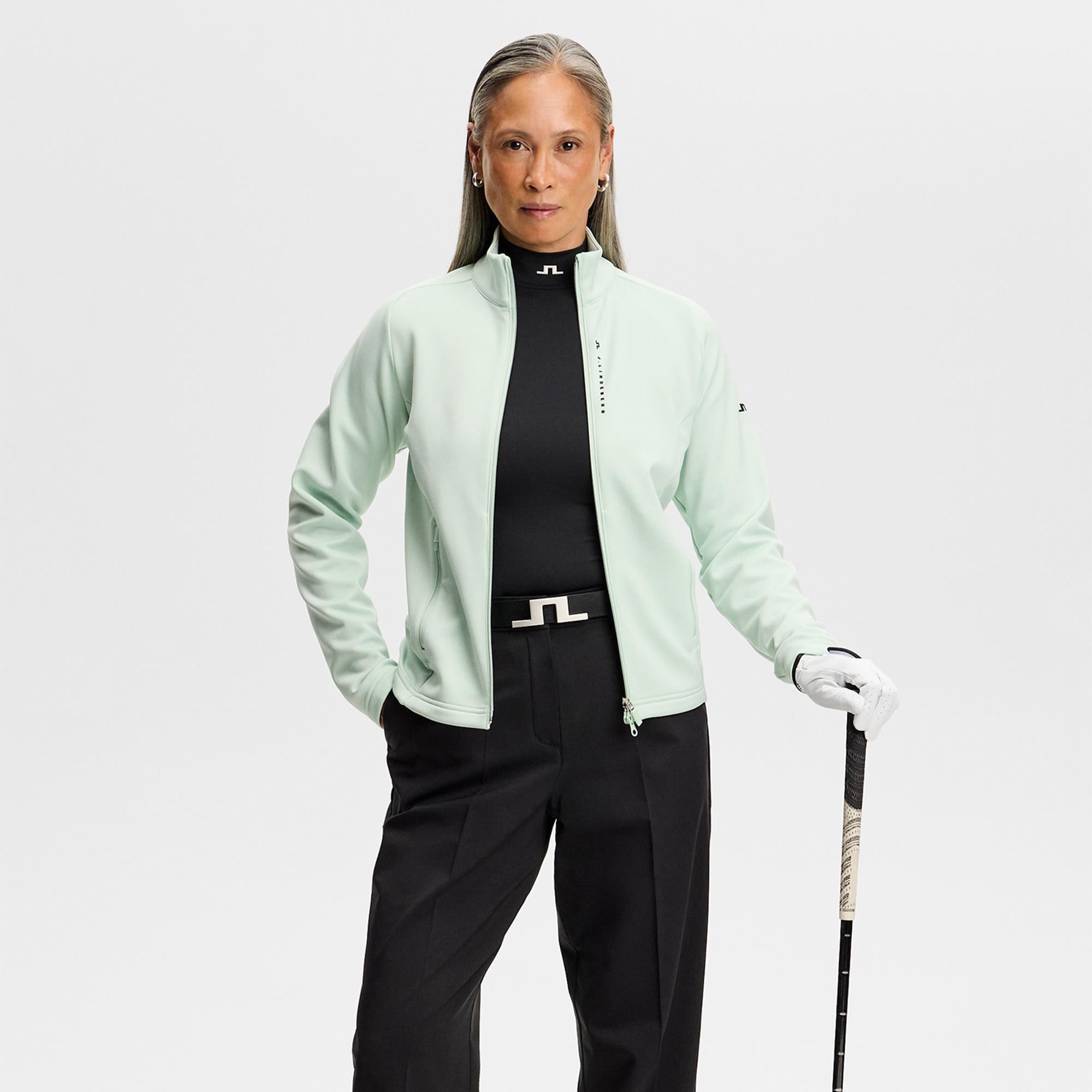 J Lindeberg Selena Full Zip Ladies Golf Mid Layer Subtle Green