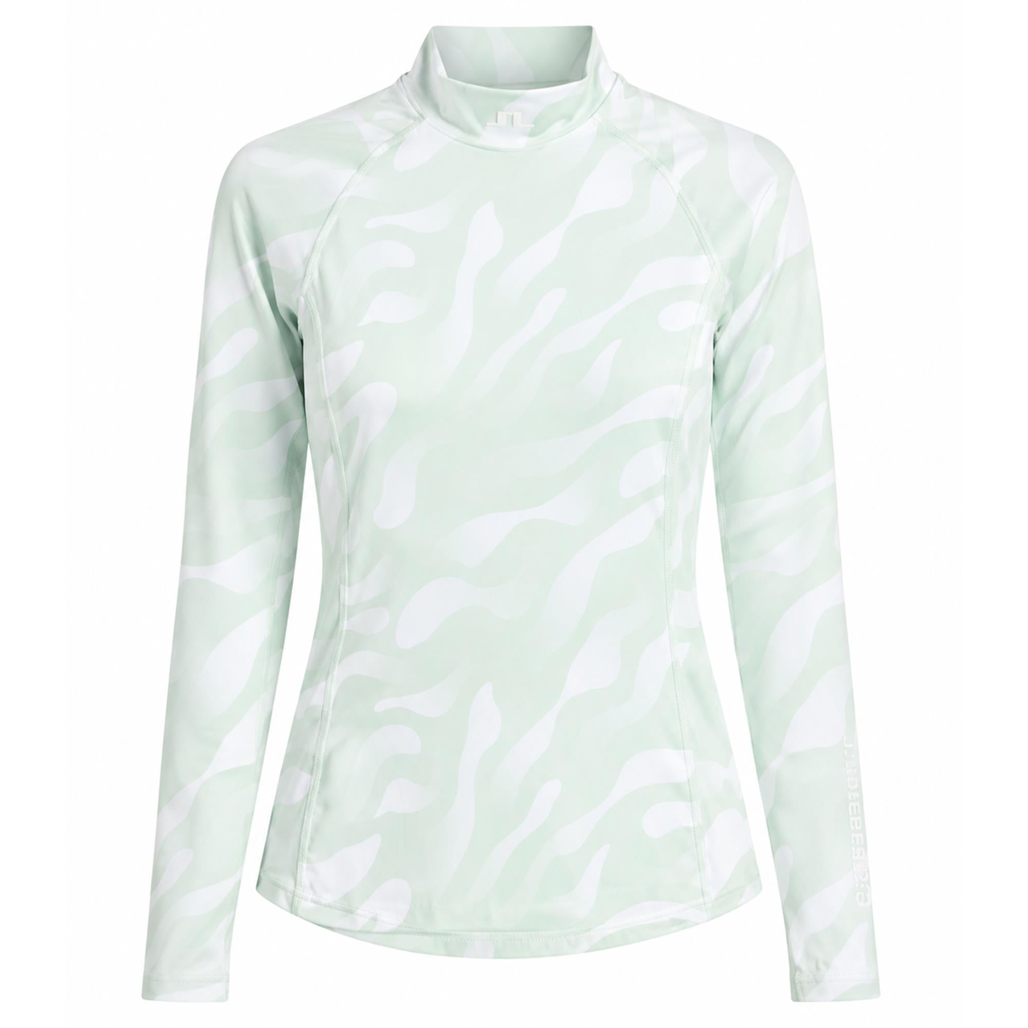 J Lindeberg Ella Print Ladies Compression Golf Top Bunker Fade Subtle Green White