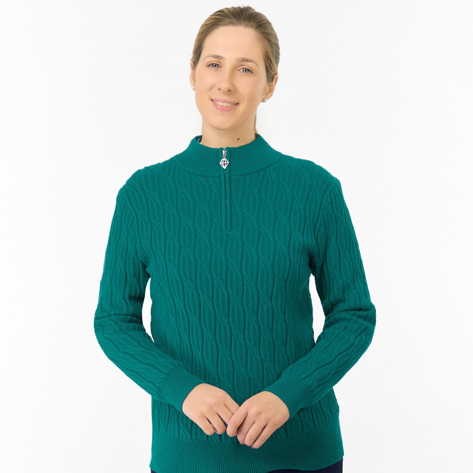 Pure Golf Sorrell Margot Knit Lined Ladies Golf Jumper Deep Teal