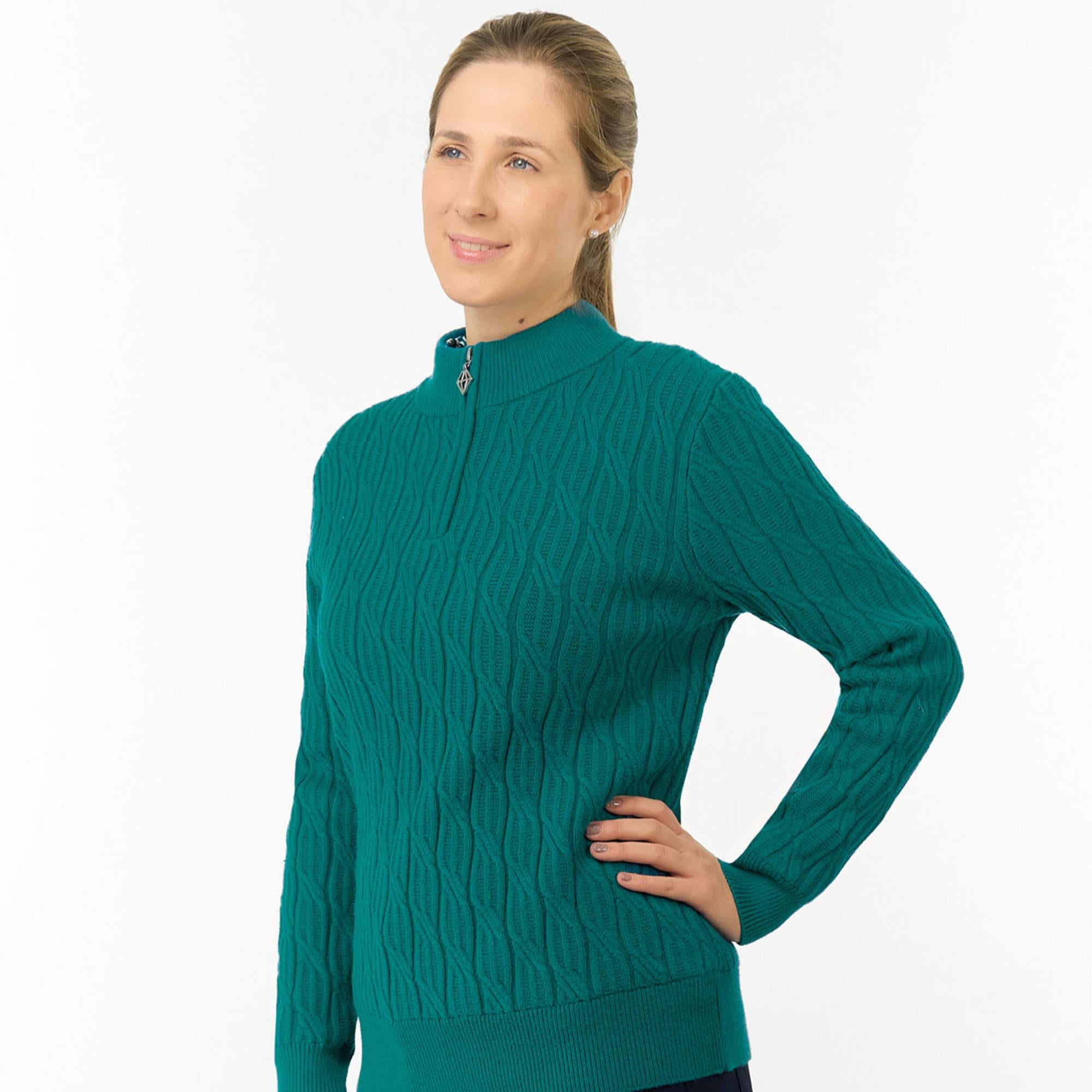Pure Golf Sorrell Margot Knit Lined Ladies Golf Jumper Deep Teal