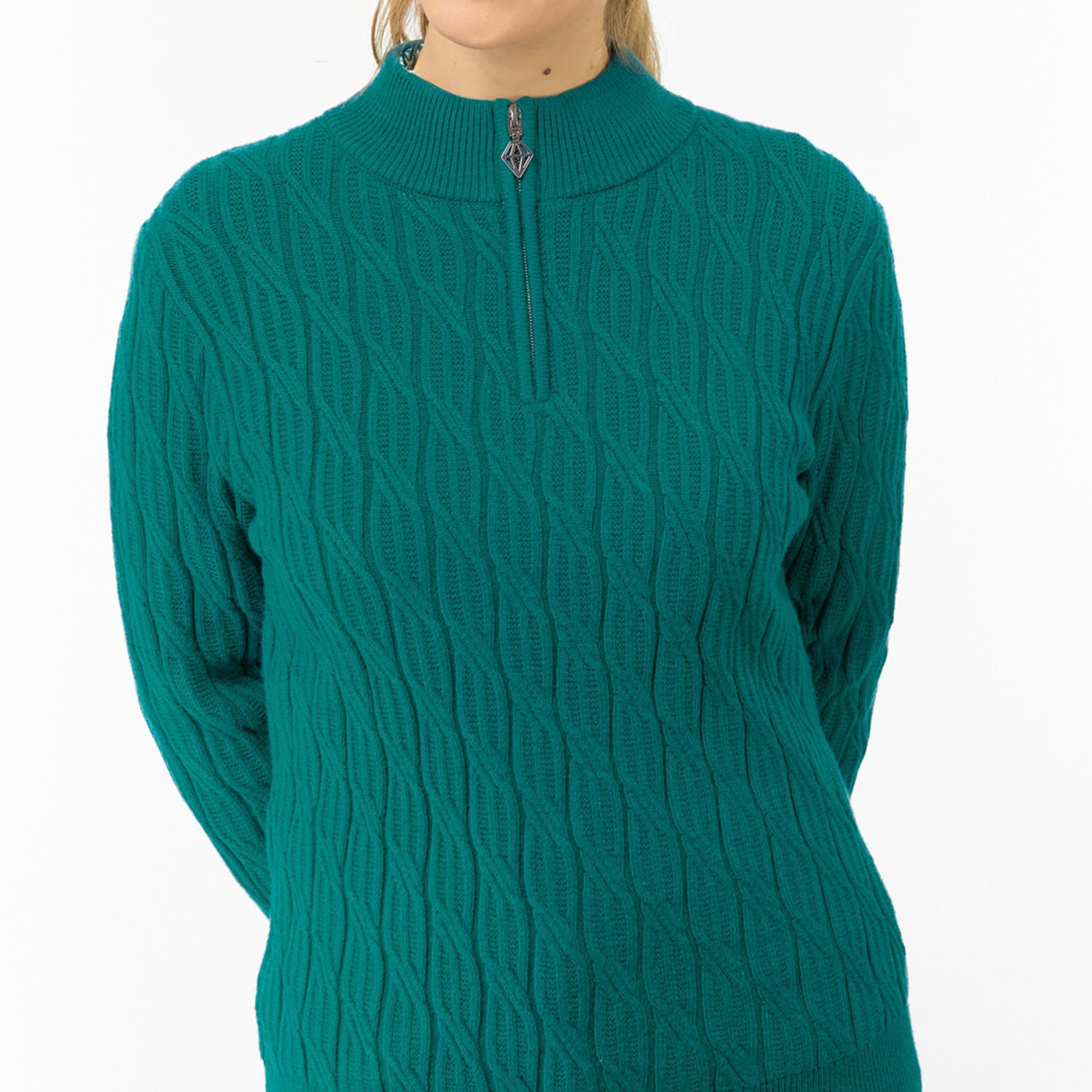 Pure Golf Sorrell Margot Knit Lined Ladies Golf Jumper Deep Teal