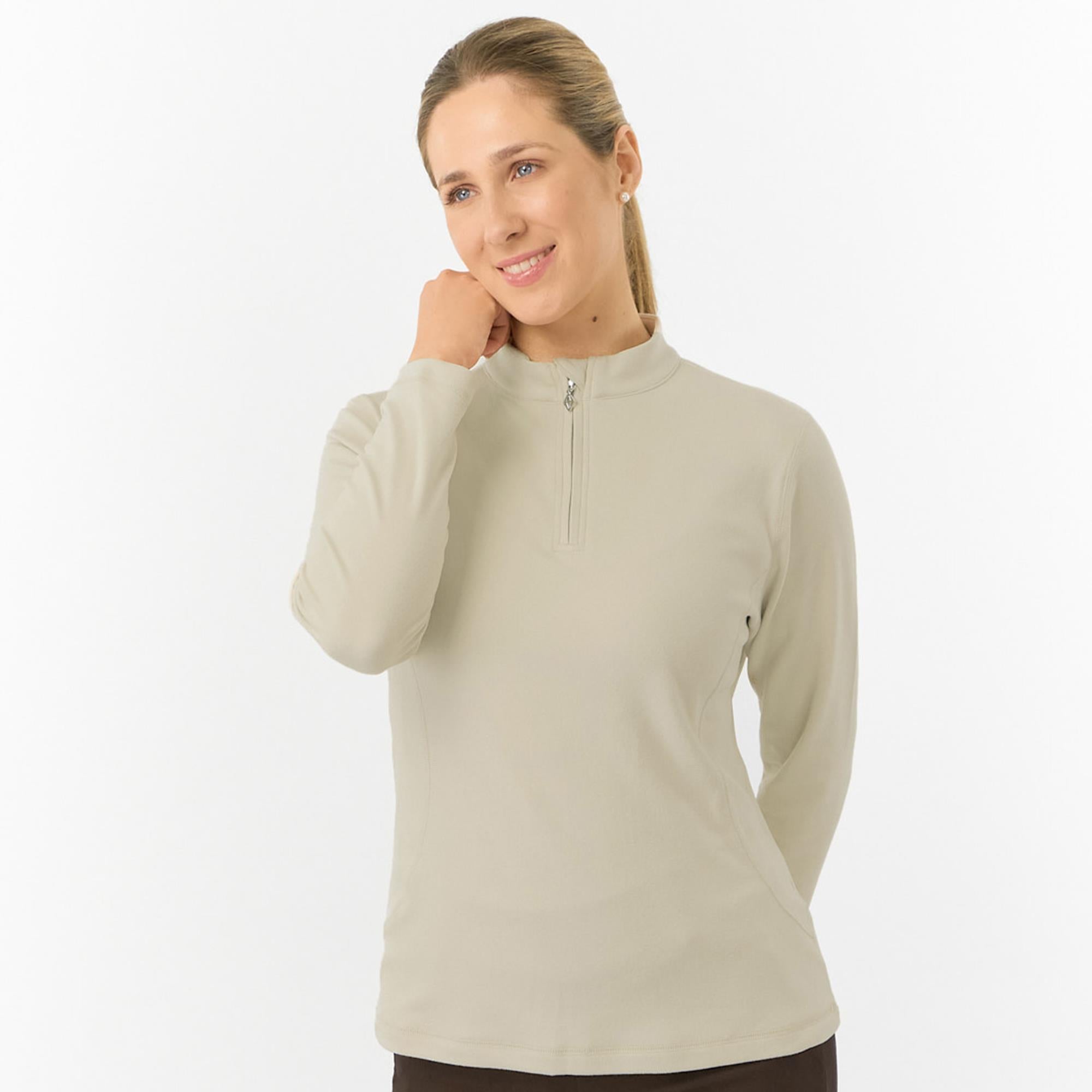 Pure Golf Iris Super Soft  Quarter Zip Ladies Golf Mid Layer Oyster
