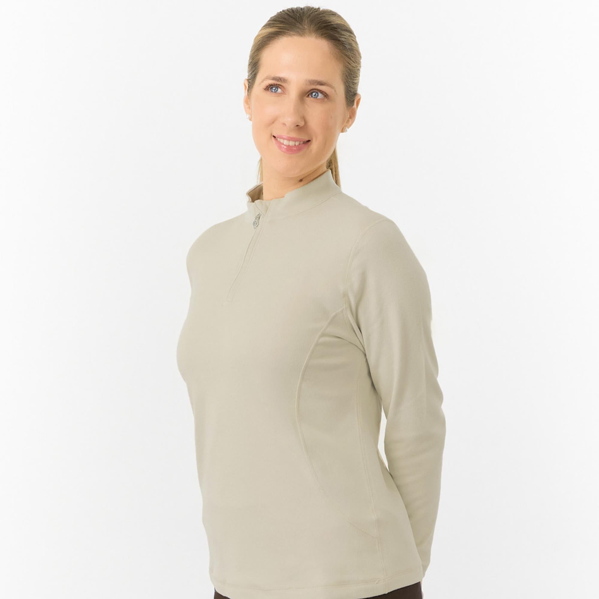 Pure Golf Iris Super Soft  Quarter Zip Ladies Golf Mid Layer Oyster