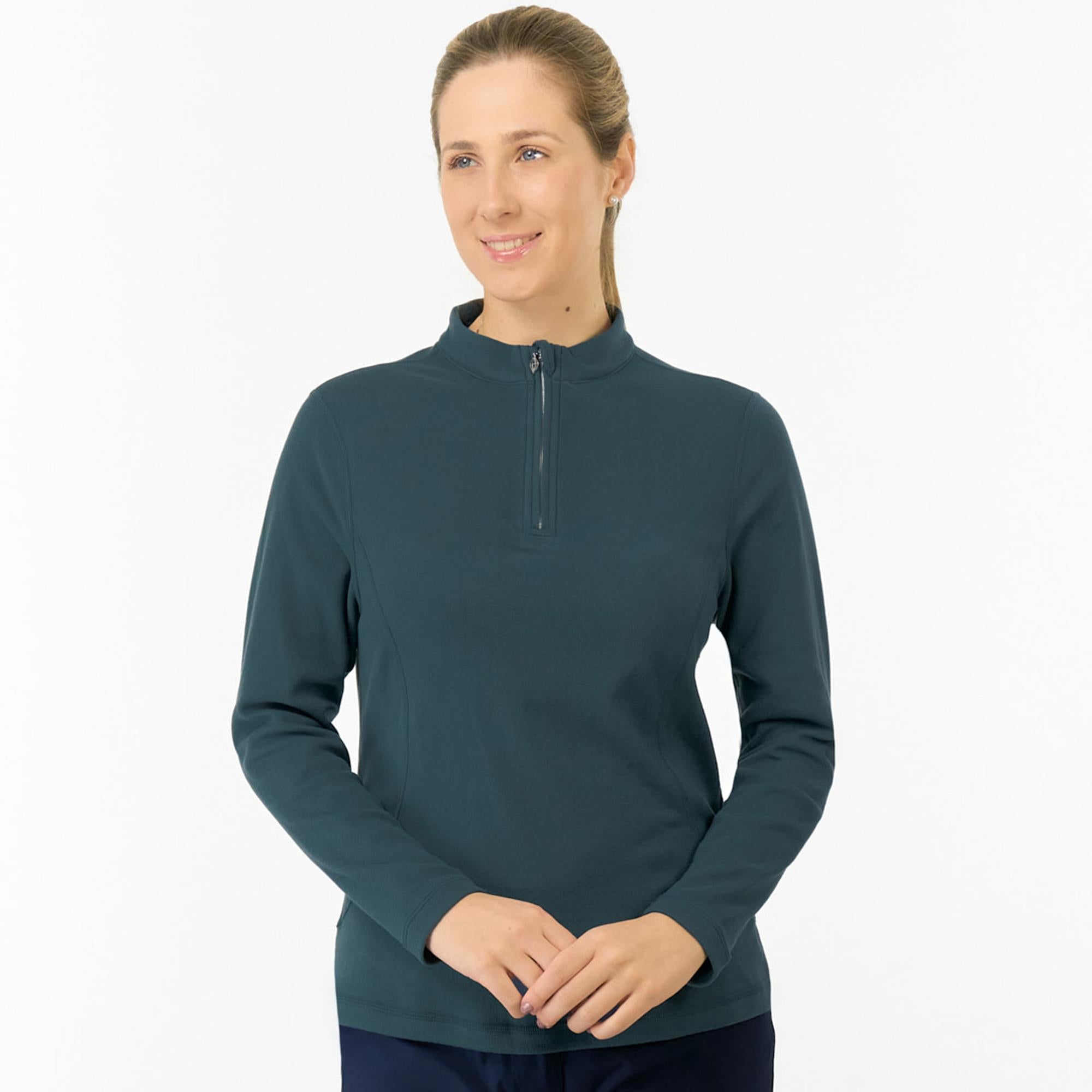 Pure Golf Iris Super Soft  Quarter Zip Ladies Golf Mid Layer Teal Ink