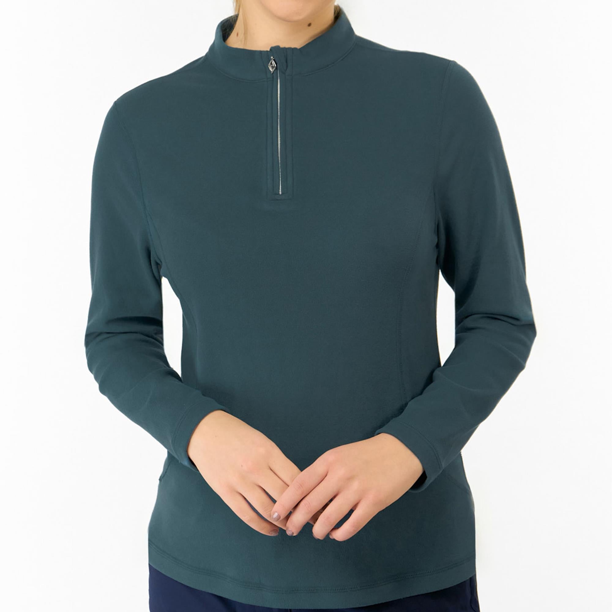 Pure Golf Iris Super Soft  Quarter Zip Ladies Golf Mid Layer Teal Ink