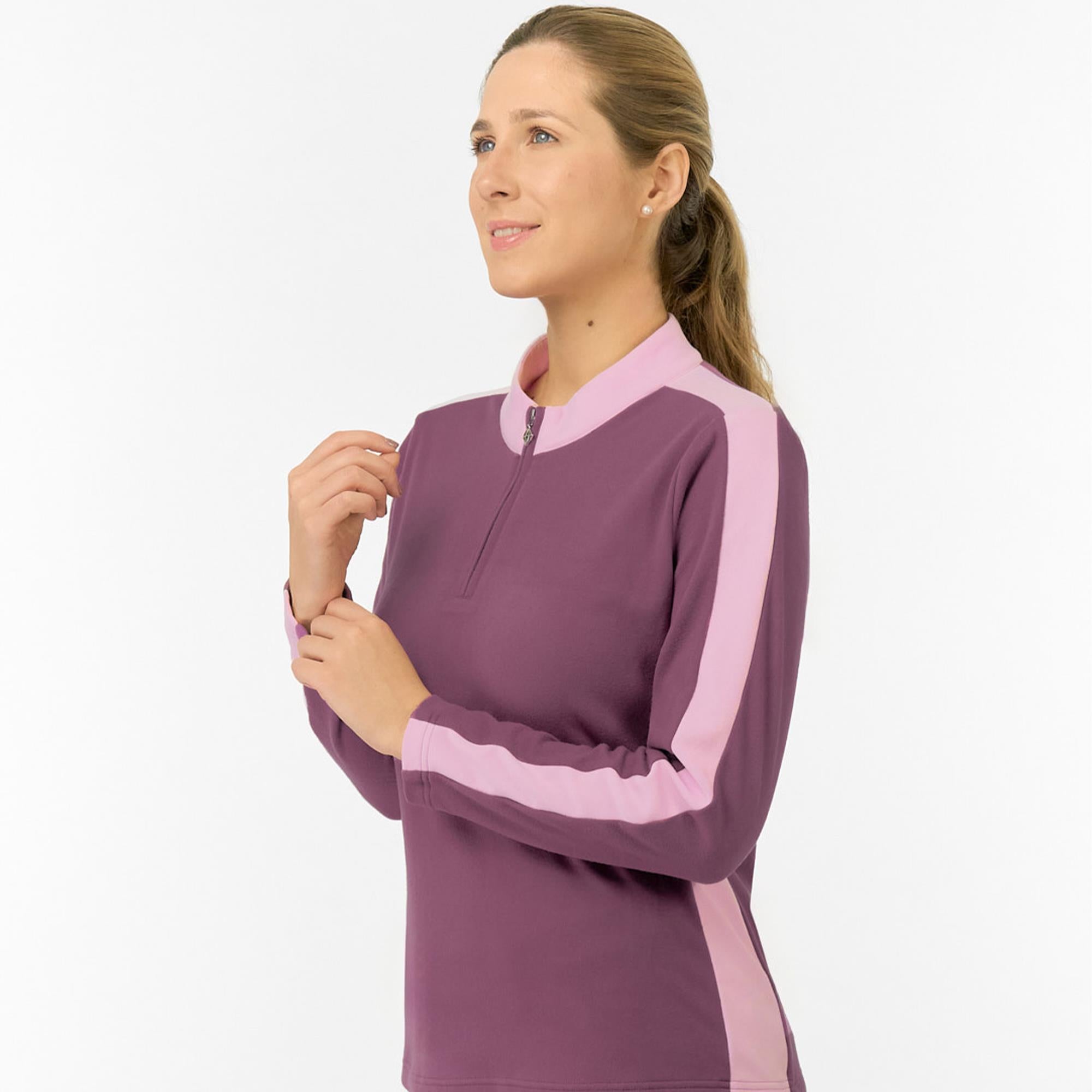 Pure Golf Jane Super Soft Quarter Zip Ladies Golf Mid Layer Deep Sugar Plum