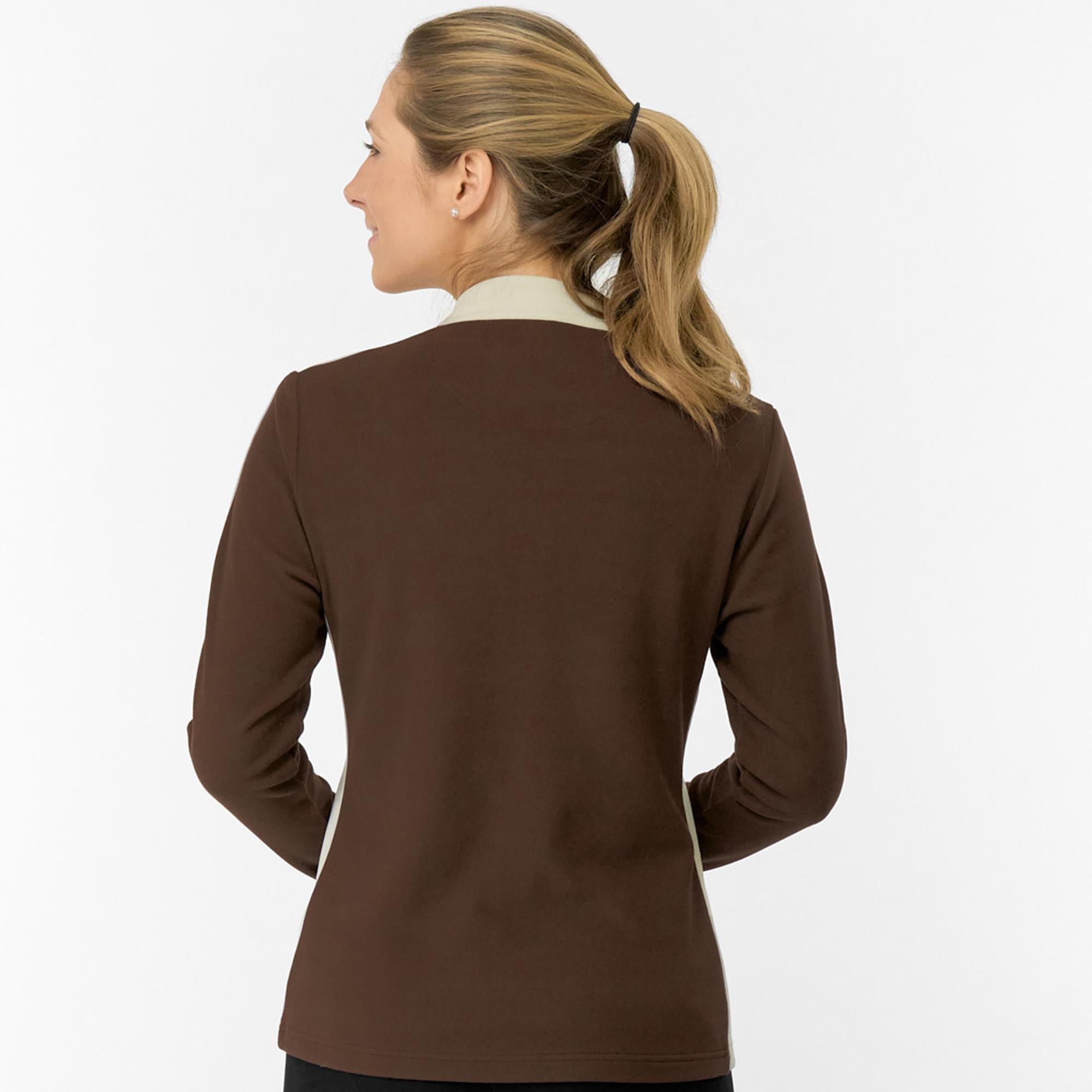 Pure Golf Jane Super Soft Quarter Zip Ladies Golf Mid Layer Cocoa Powder