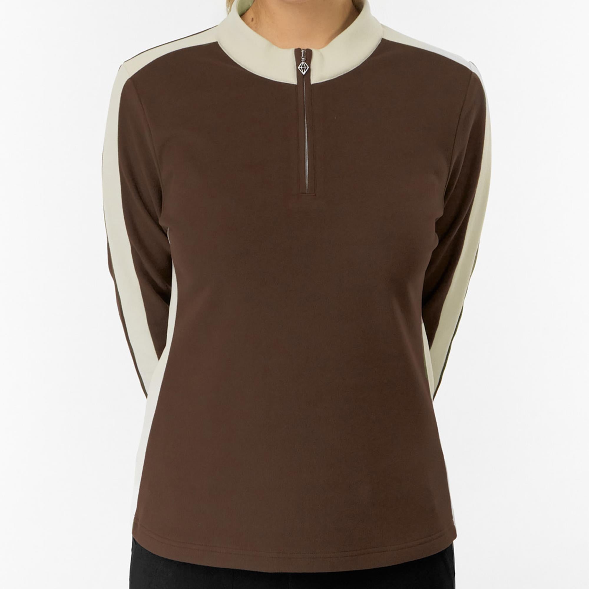 Pure Golf Jane Super Soft Quarter Zip Ladies Golf Mid Layer Cocoa Powder