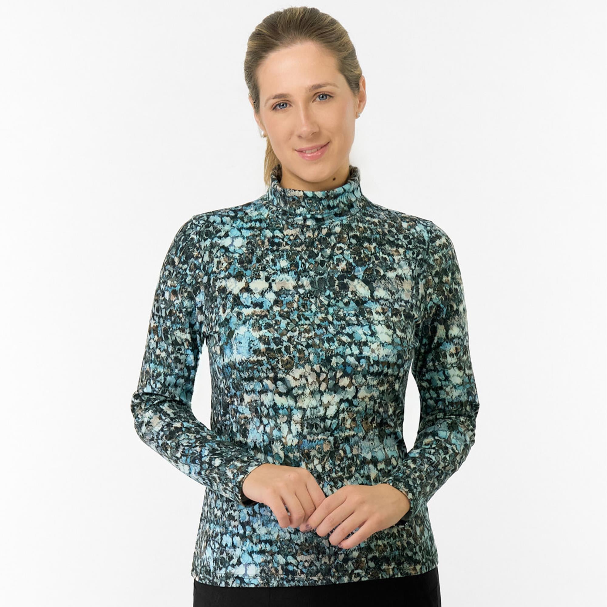 Pure Golf Amy Printed Ladies Golf Roll Neck Gilded Aspen