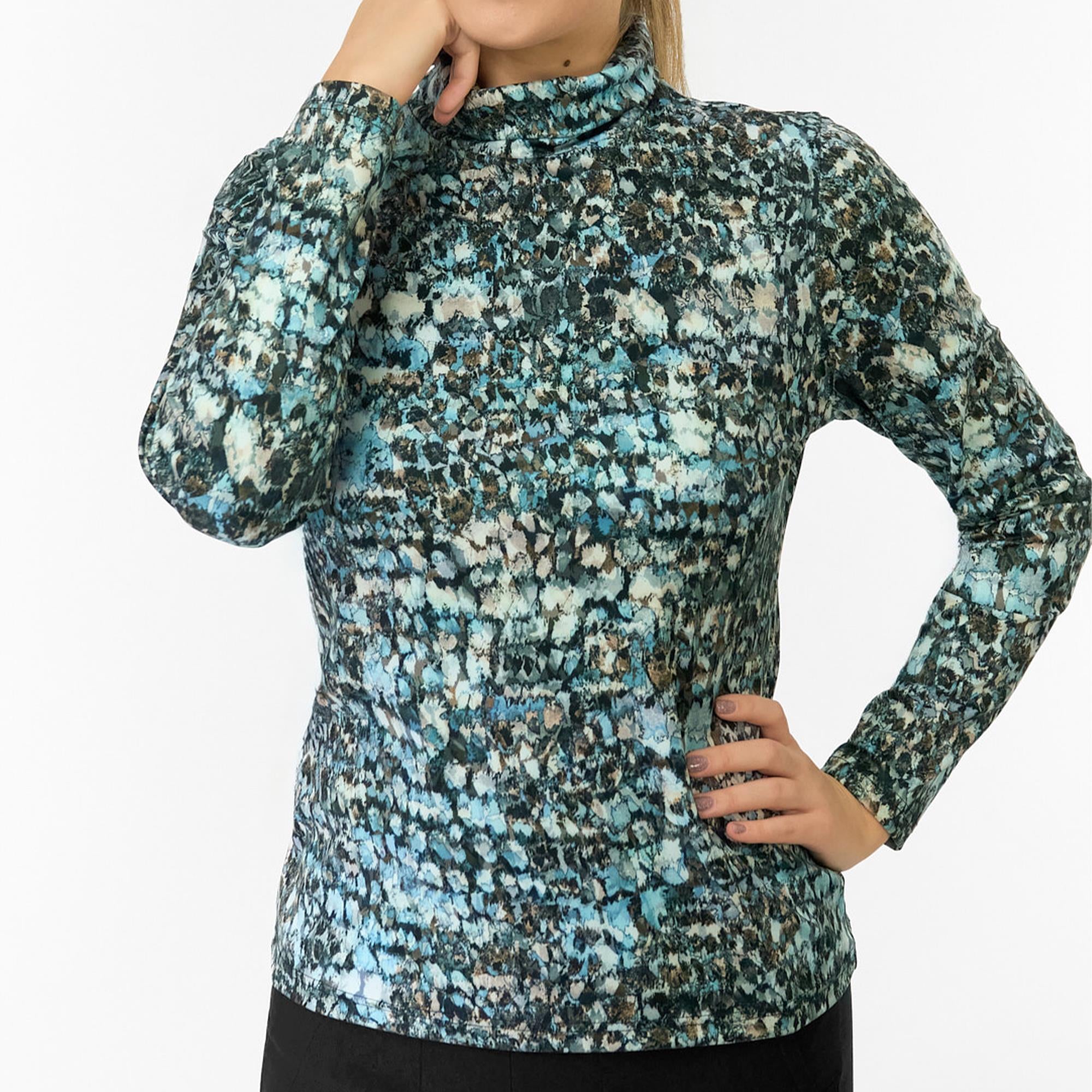 Pure Golf Amy Printed Ladies Golf Roll Neck Gilded Aspen