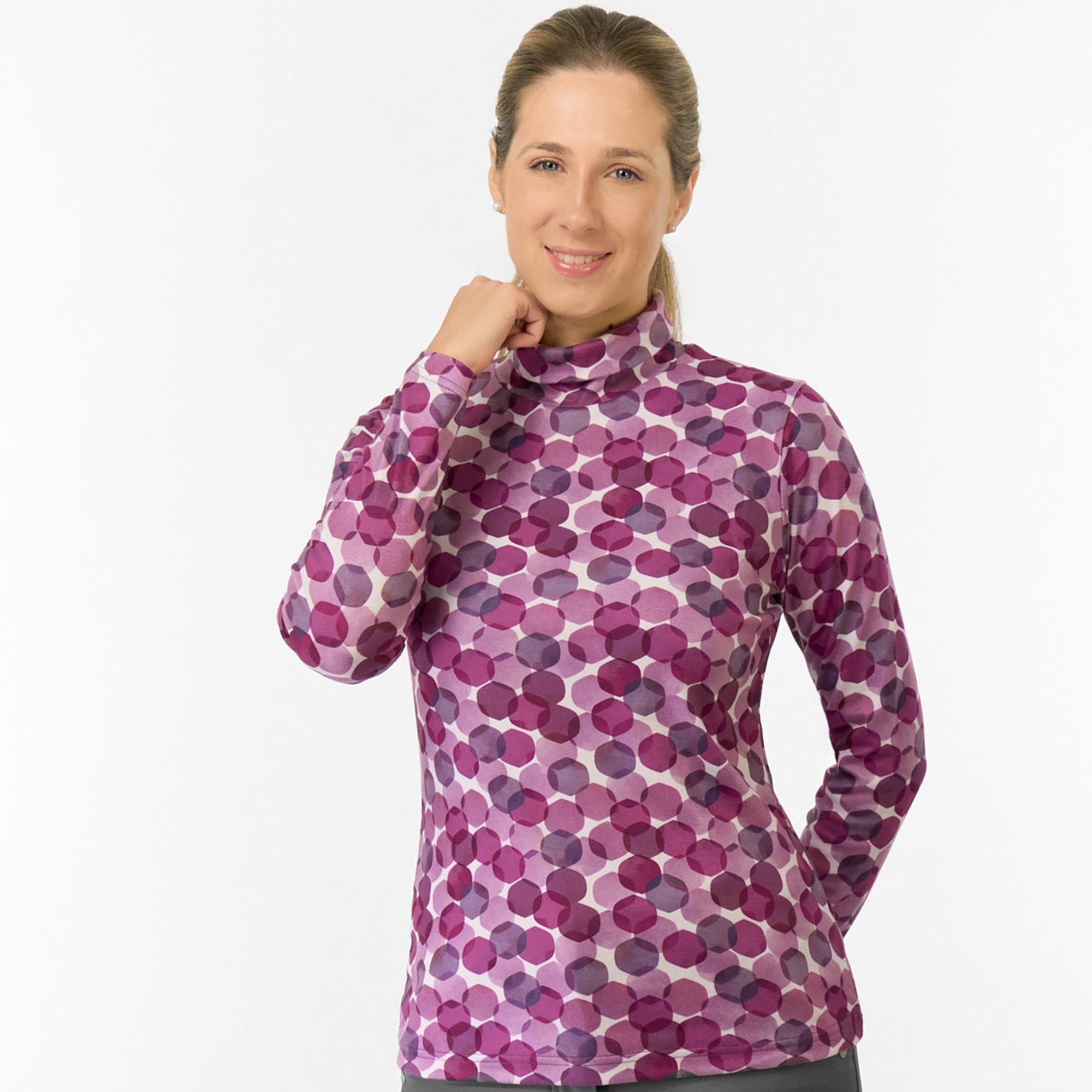 Pure Golf Amy Printed Ladies Golf Roll Neck Berry Bokeh