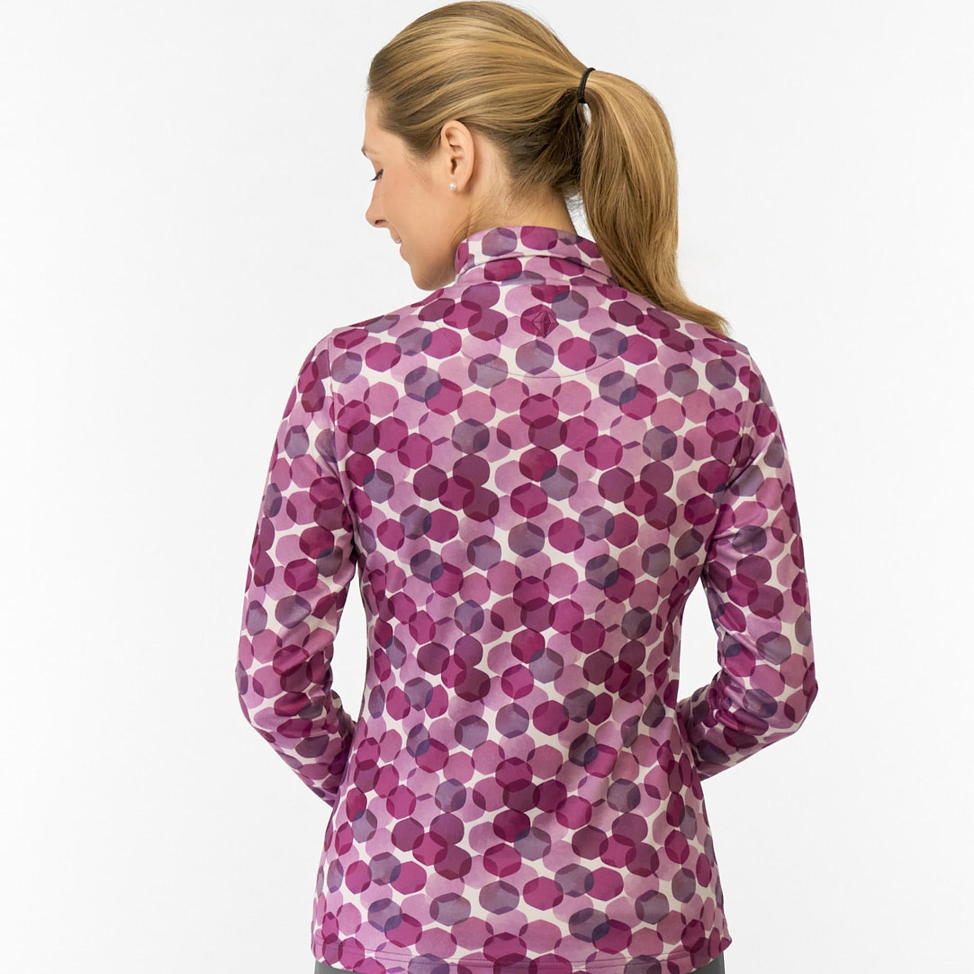 Pure Golf Amy Printed Ladies Golf Roll Neck Berry Bokeh