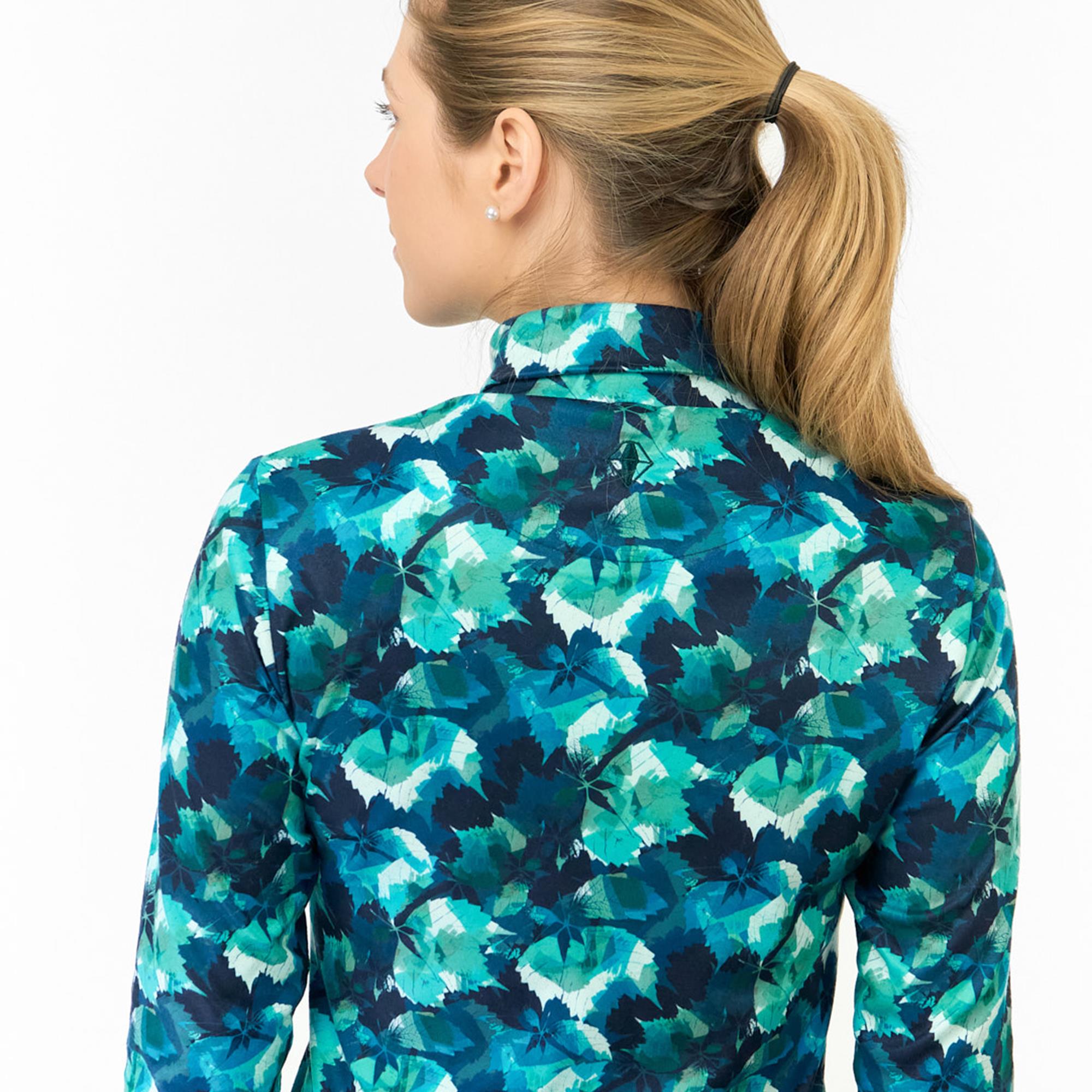 Pure Golf Amy Printed Ladies Golf Roll Neck Leaf Lagoon