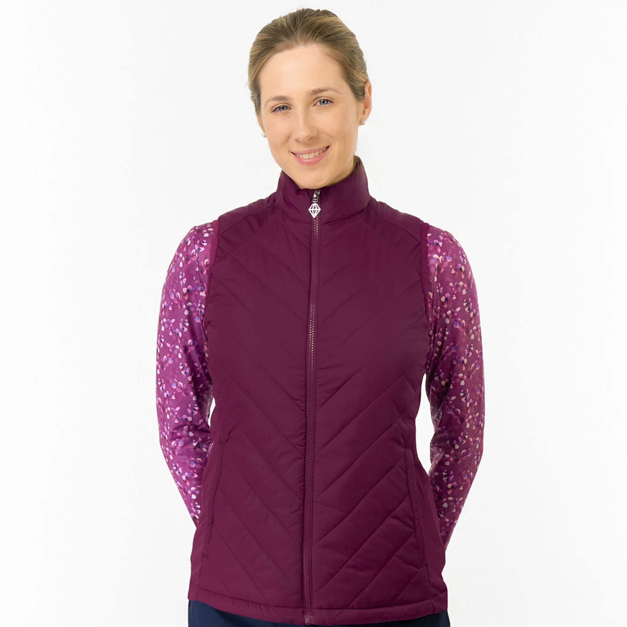 Pure Golf Josie Stretch Panel Ladies Golf Gilet Morello Cherry