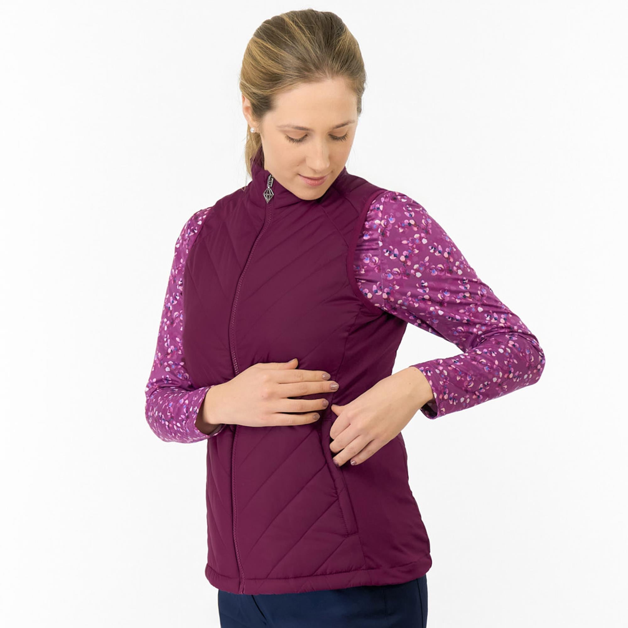 Pure Golf Josie Stretch Panel Ladies Golf Gilet Morello Cherry