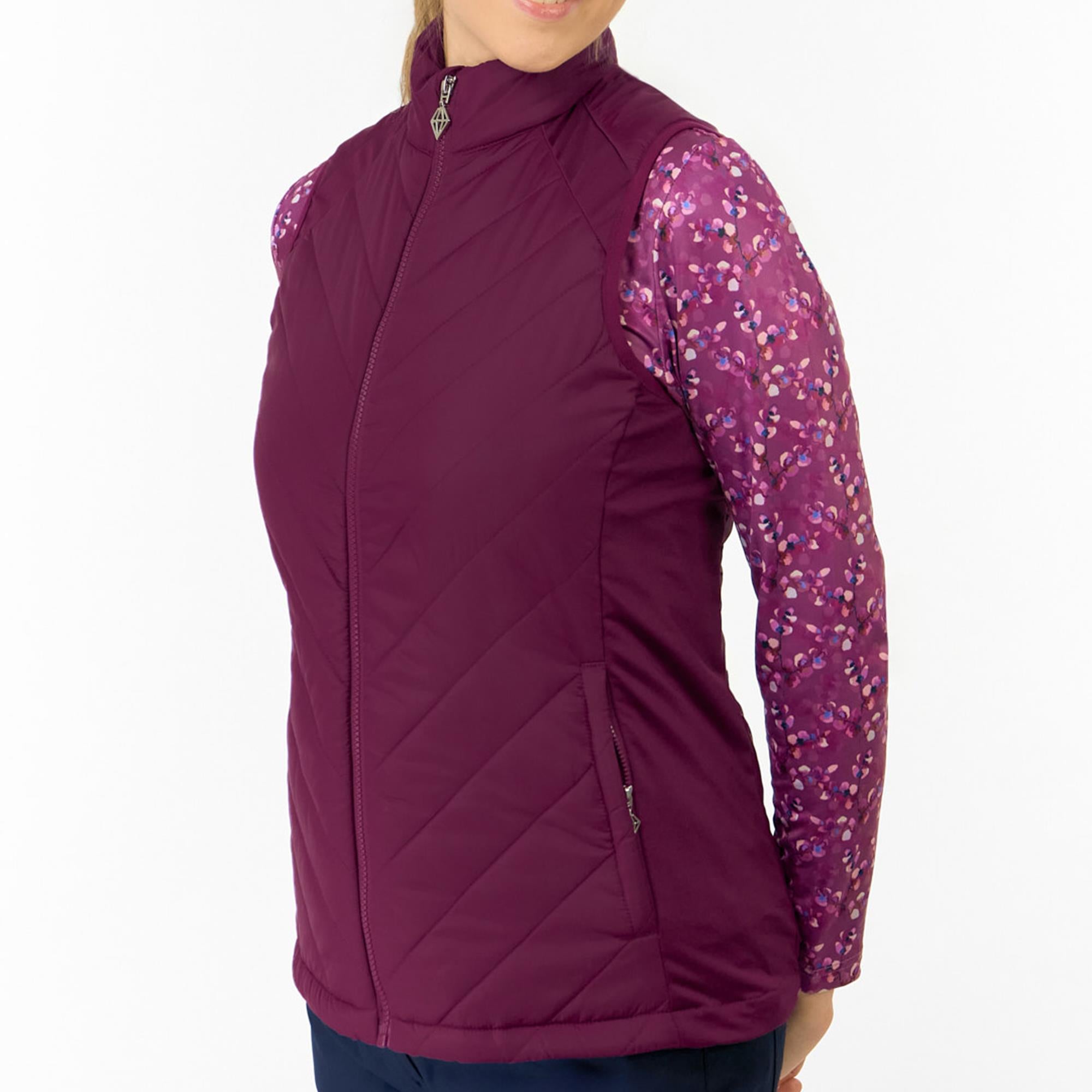Pure Golf Josie Stretch Panel Ladies Golf Gilet Morello Cherry