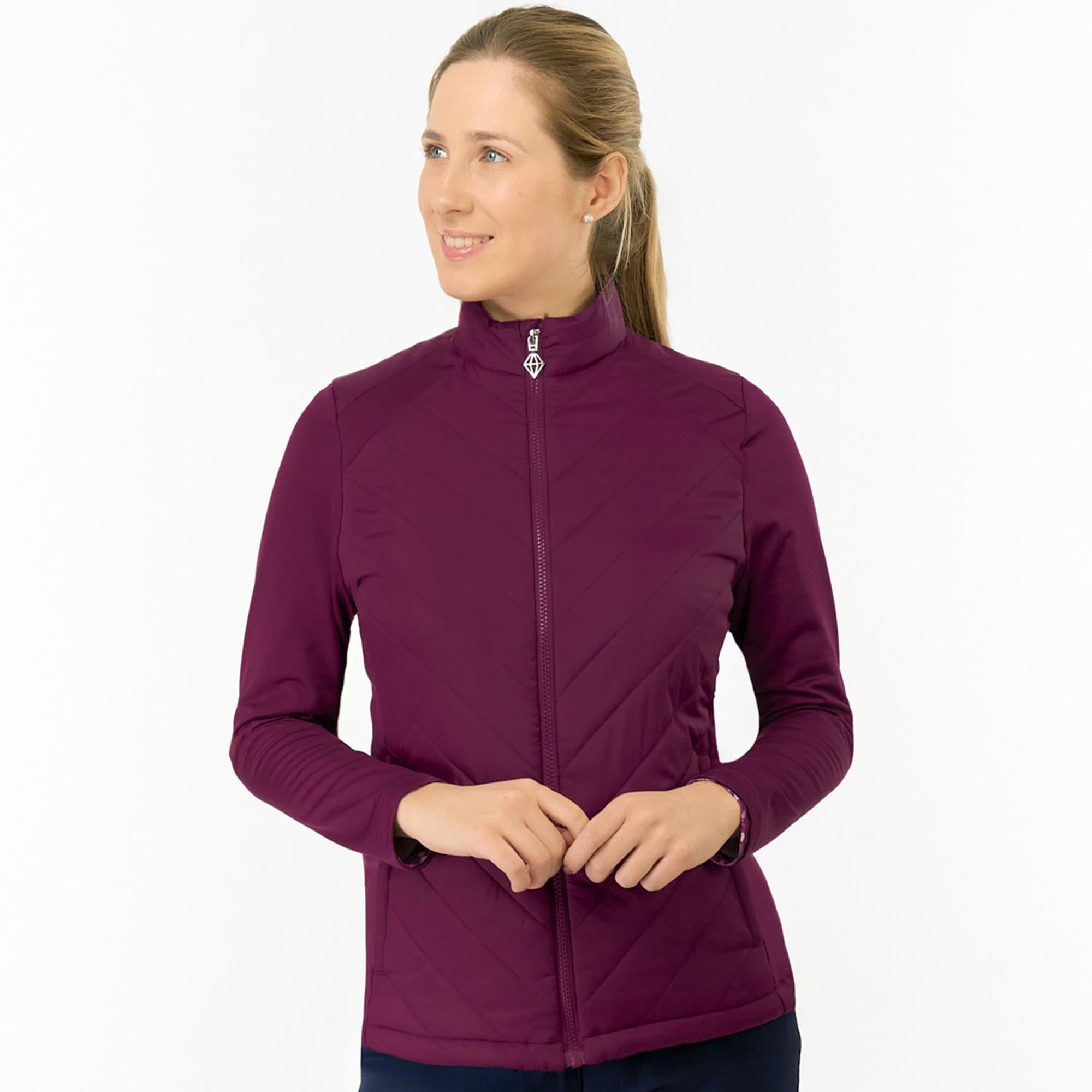 Pure Golf Jessica Ladies Hybrid Golf Jacket Morello Cherry