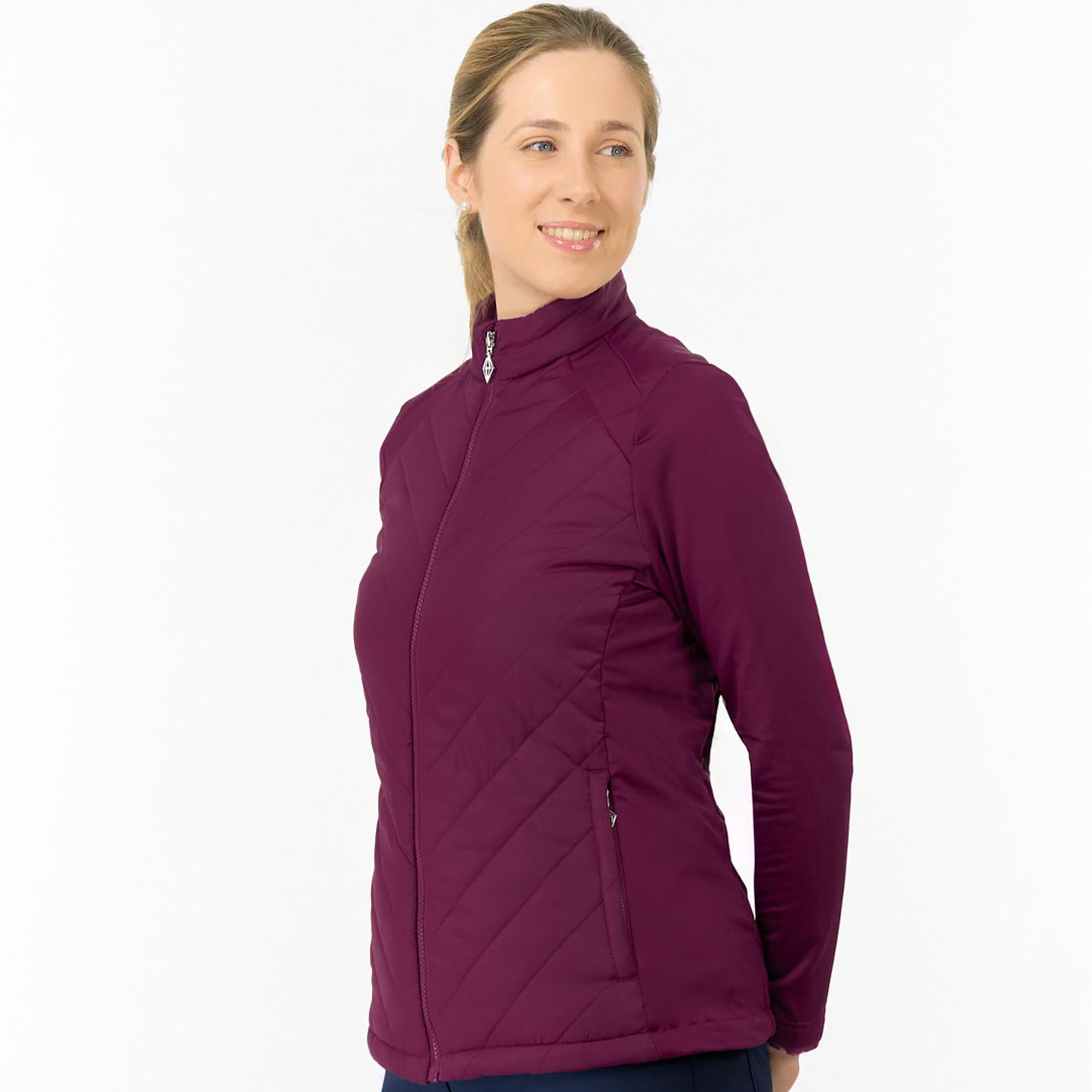 Pure Golf Jessica Ladies Hybrid Golf Jacket Morello Cherry