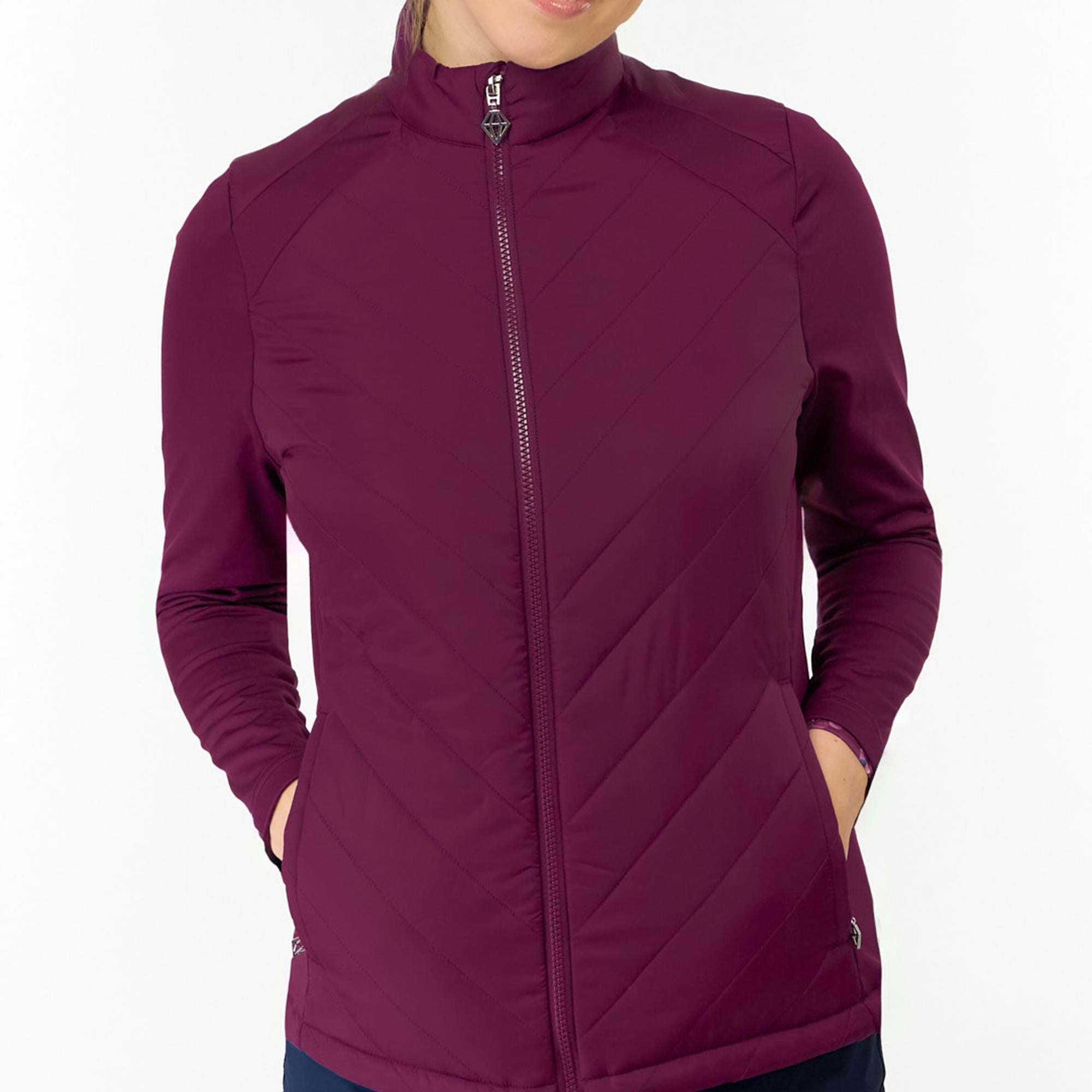 Pure Golf Jessica Ladies Hybrid Golf Jacket Morello Cherry