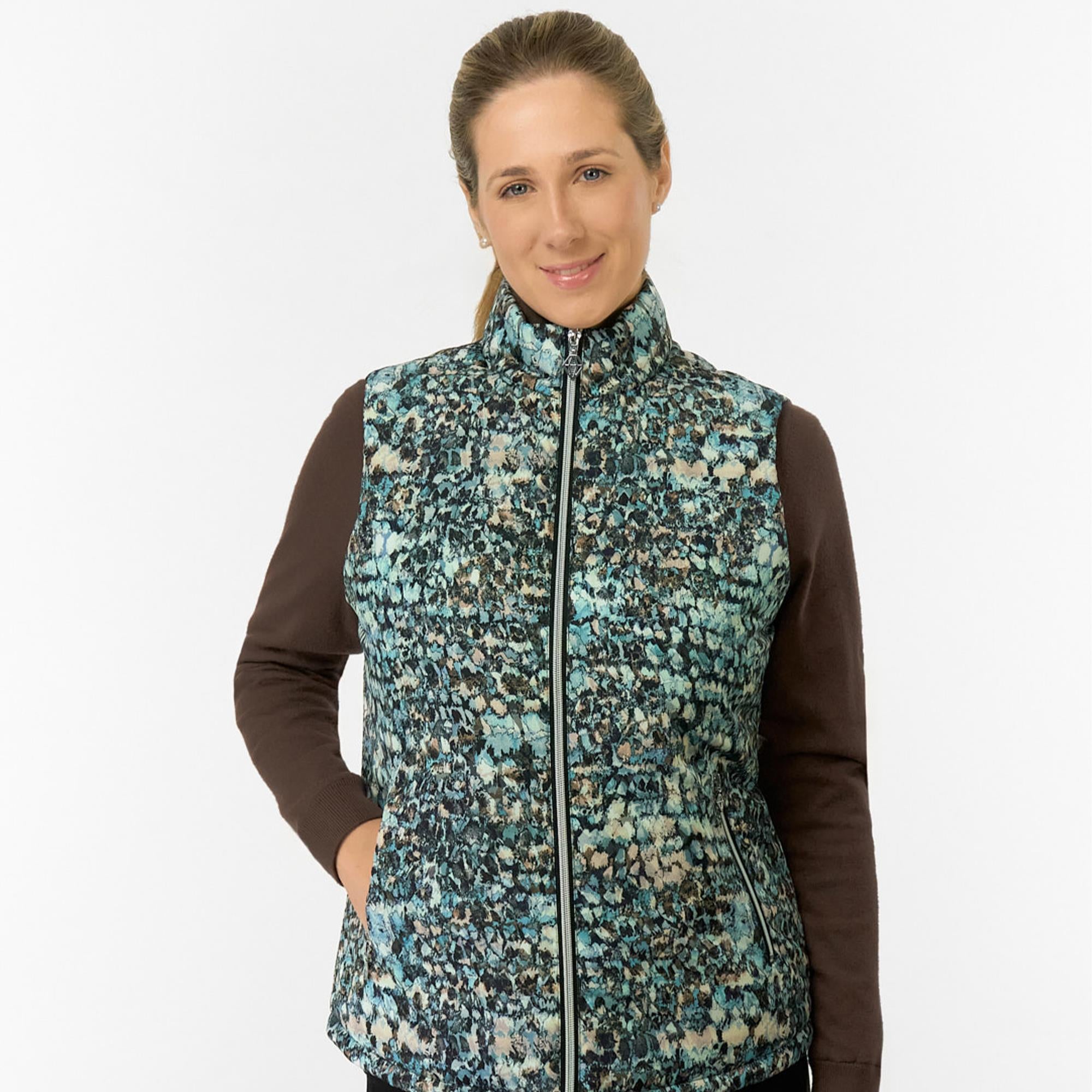 Pure Golf Kimberly Printed Ladies Golf Gilet Gilded Aspen