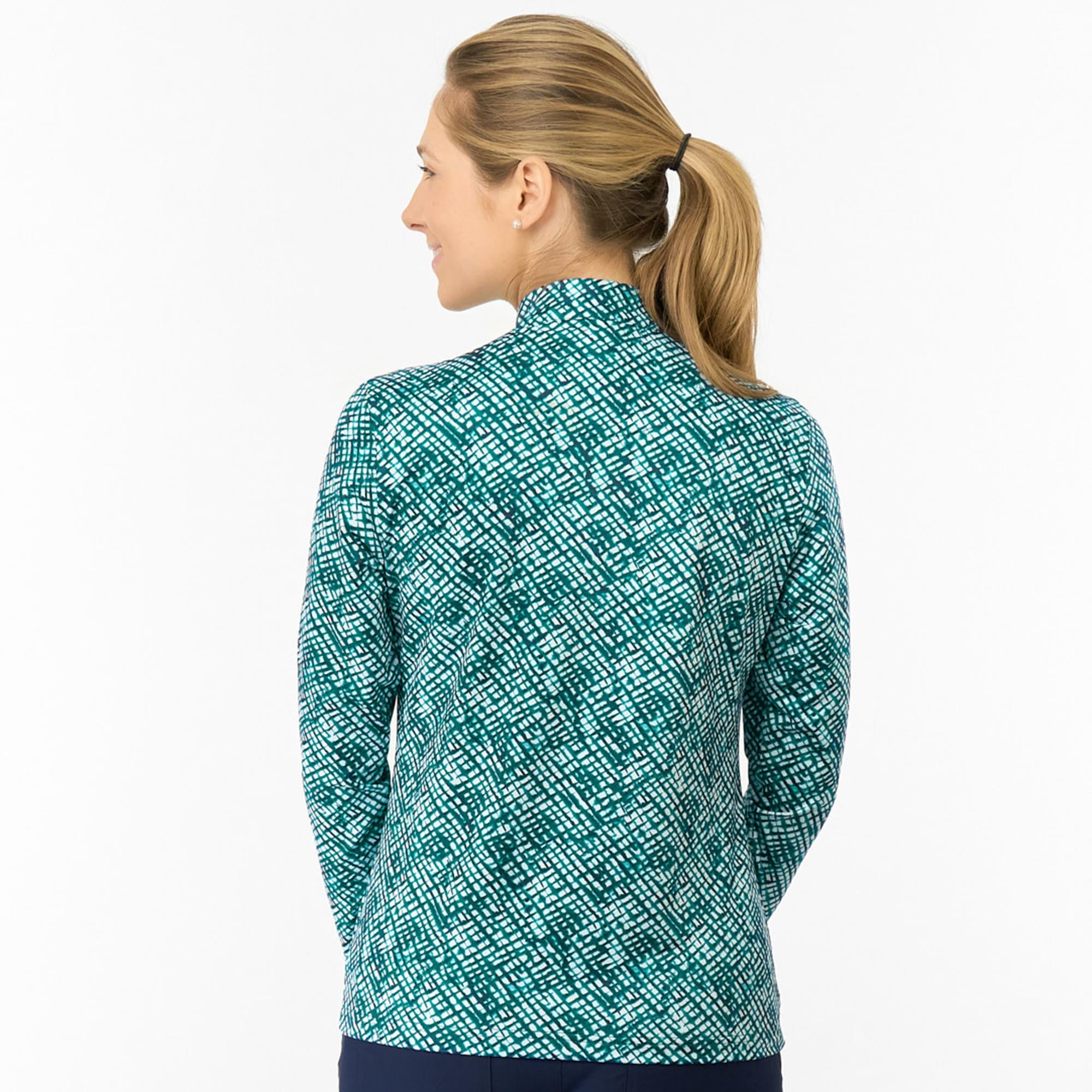 Pure Golf Arusha Ladies Golf Mid Layer Teal Crosshatch