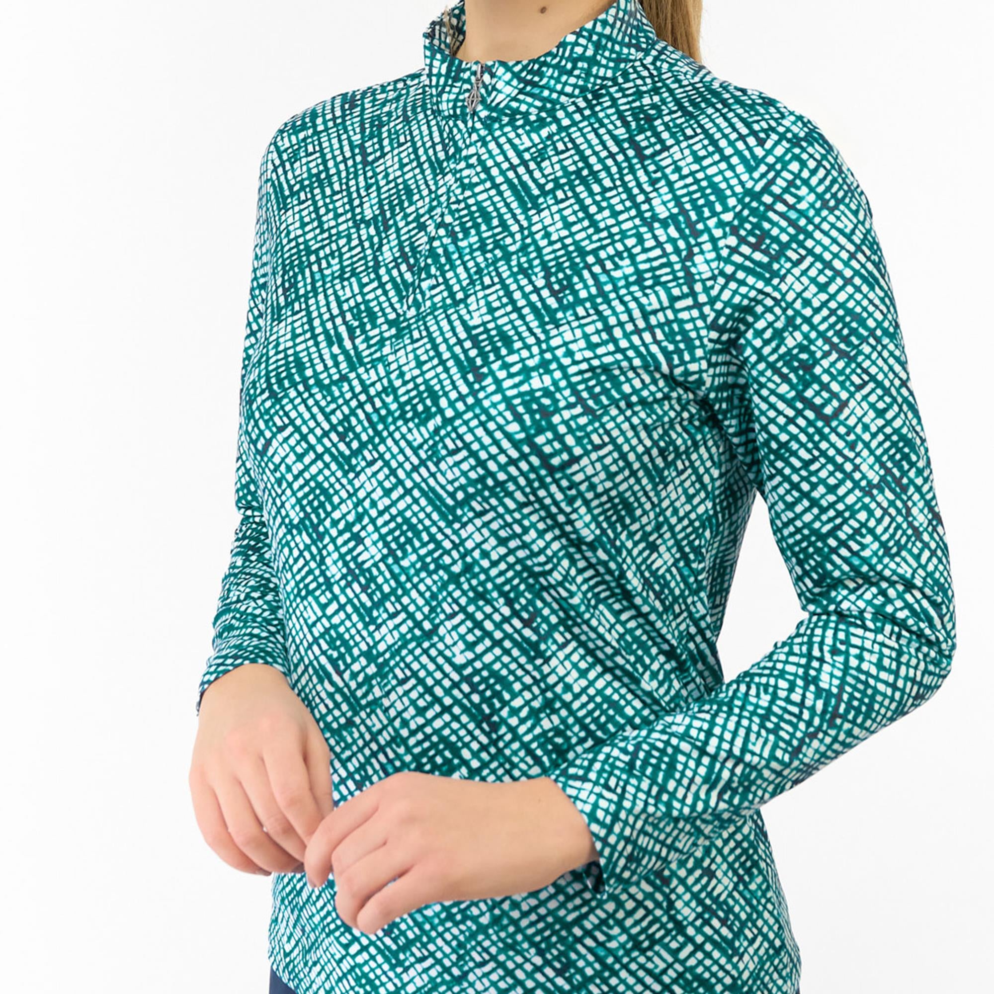 Pure Golf Arusha Ladies Golf Mid Layer Teal Crosshatch