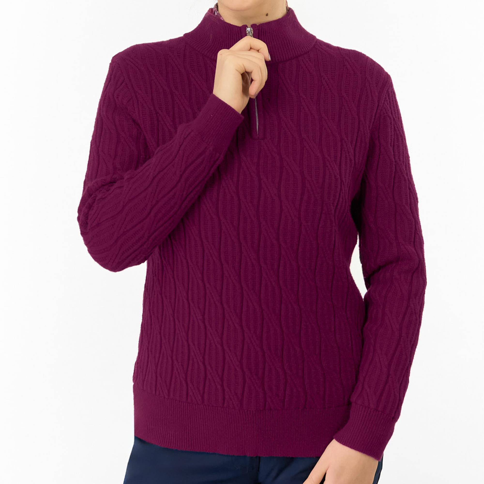 Pure Golf Sorrell Margot Knit Lined Ladies Golf Jumper Morello Cherry
