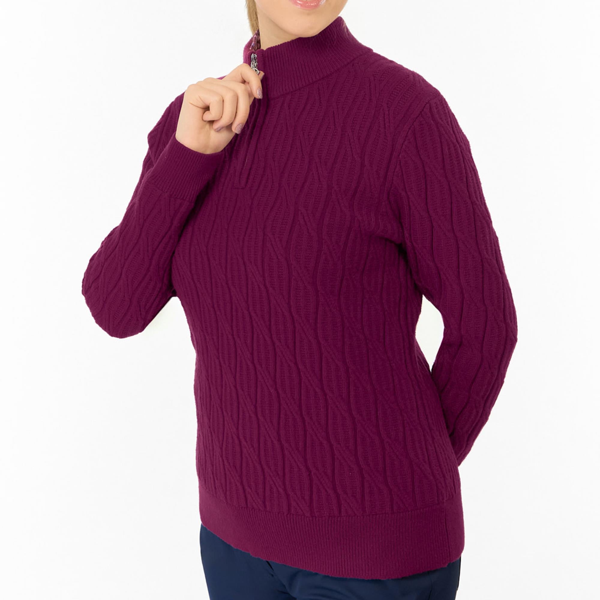 Pure Golf Sorrell Margot Knit Lined Ladies Golf Jumper Morello Cherry