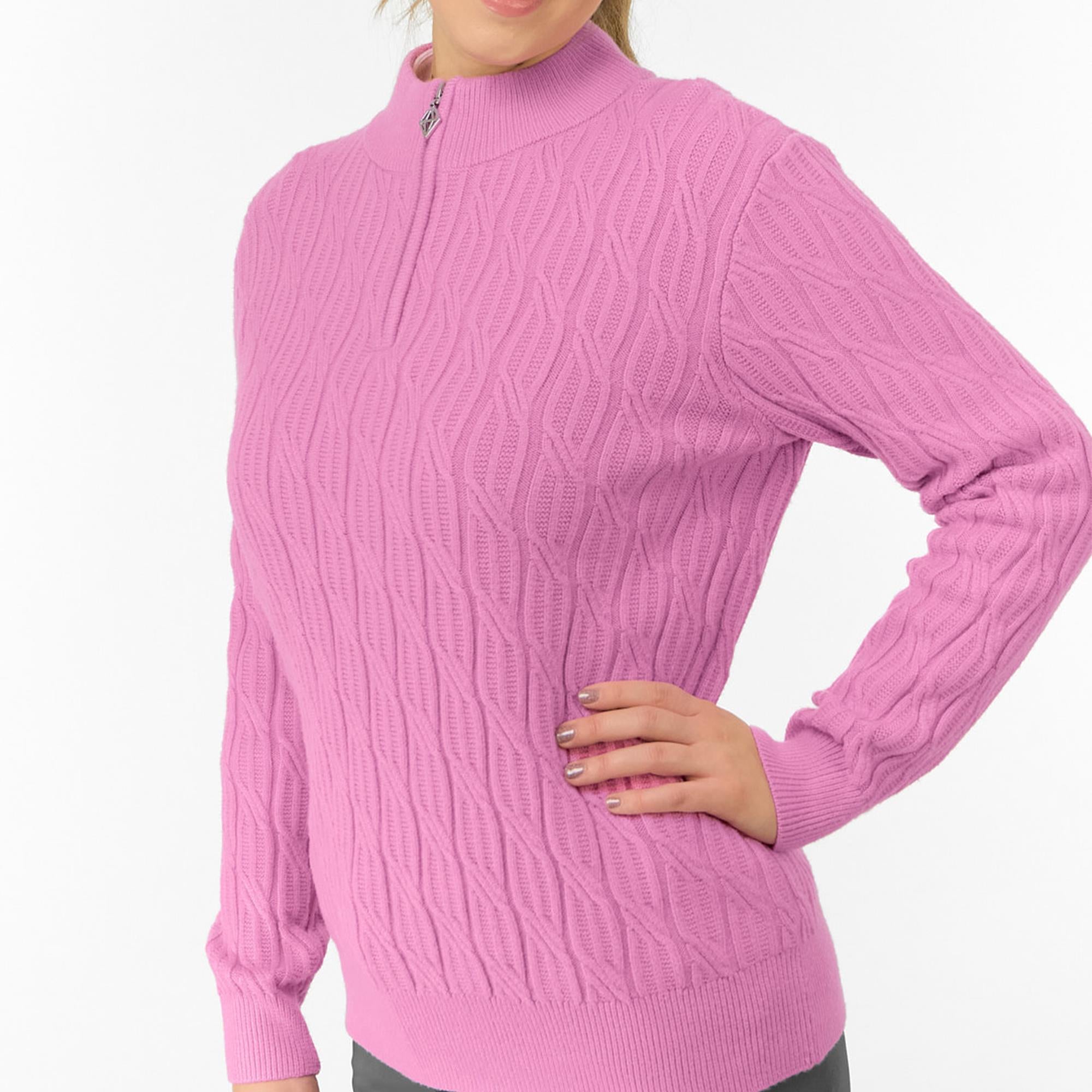 Pure Golf Sorrell Margot Knit Lined Ladies Golf Jumper Pop Pink