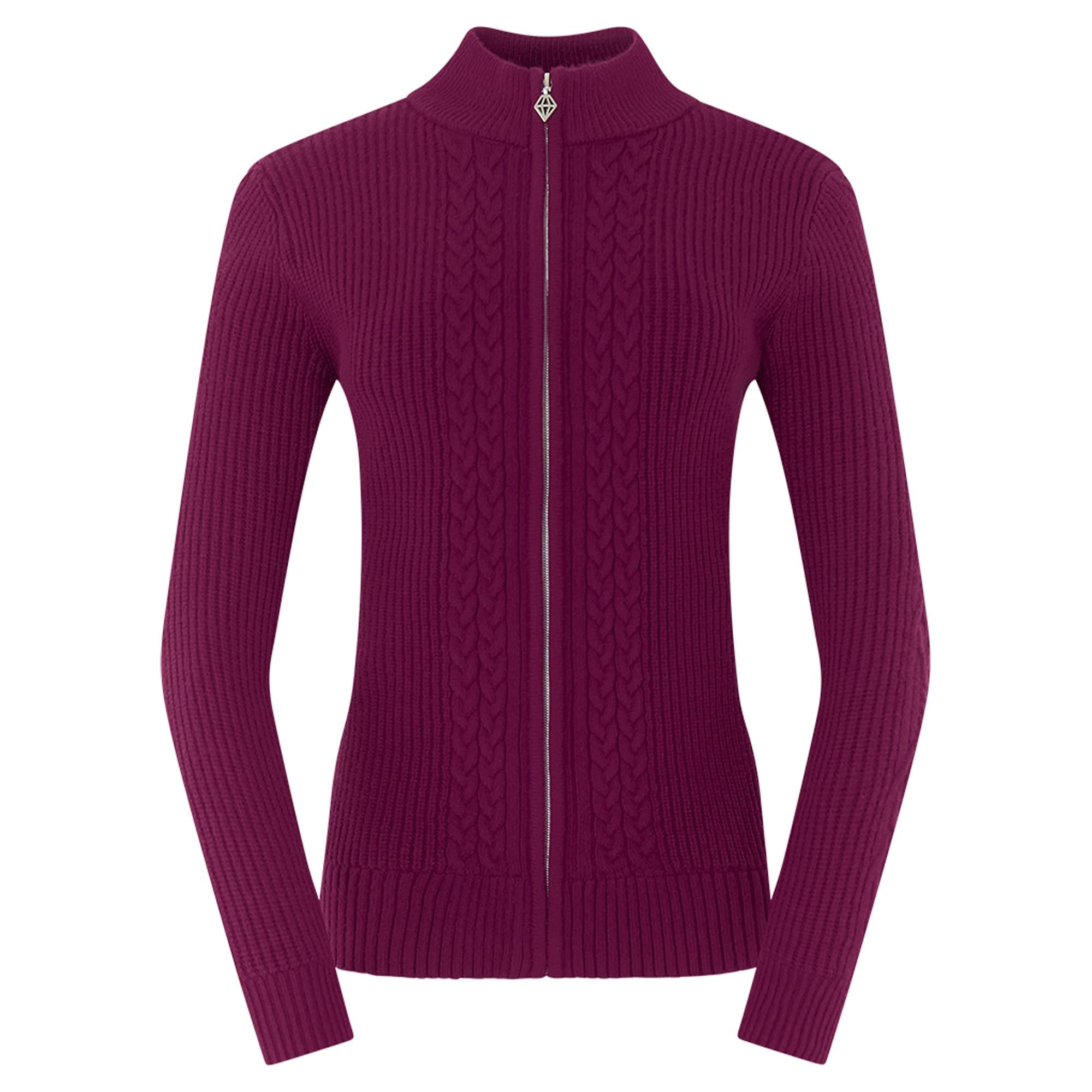 Pure Golf Sophia Elena Knit Lined Ladies Golf Cardigan Morello Cherry