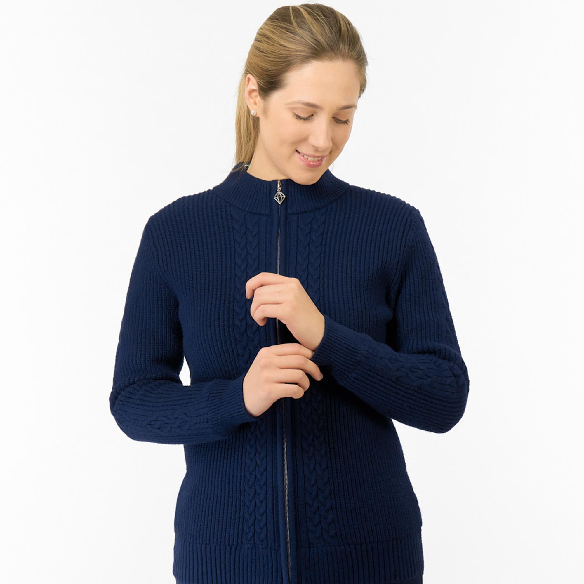 Pure Golf Sophia Elena Knit Lined Ladies Golf Cardigan Navy