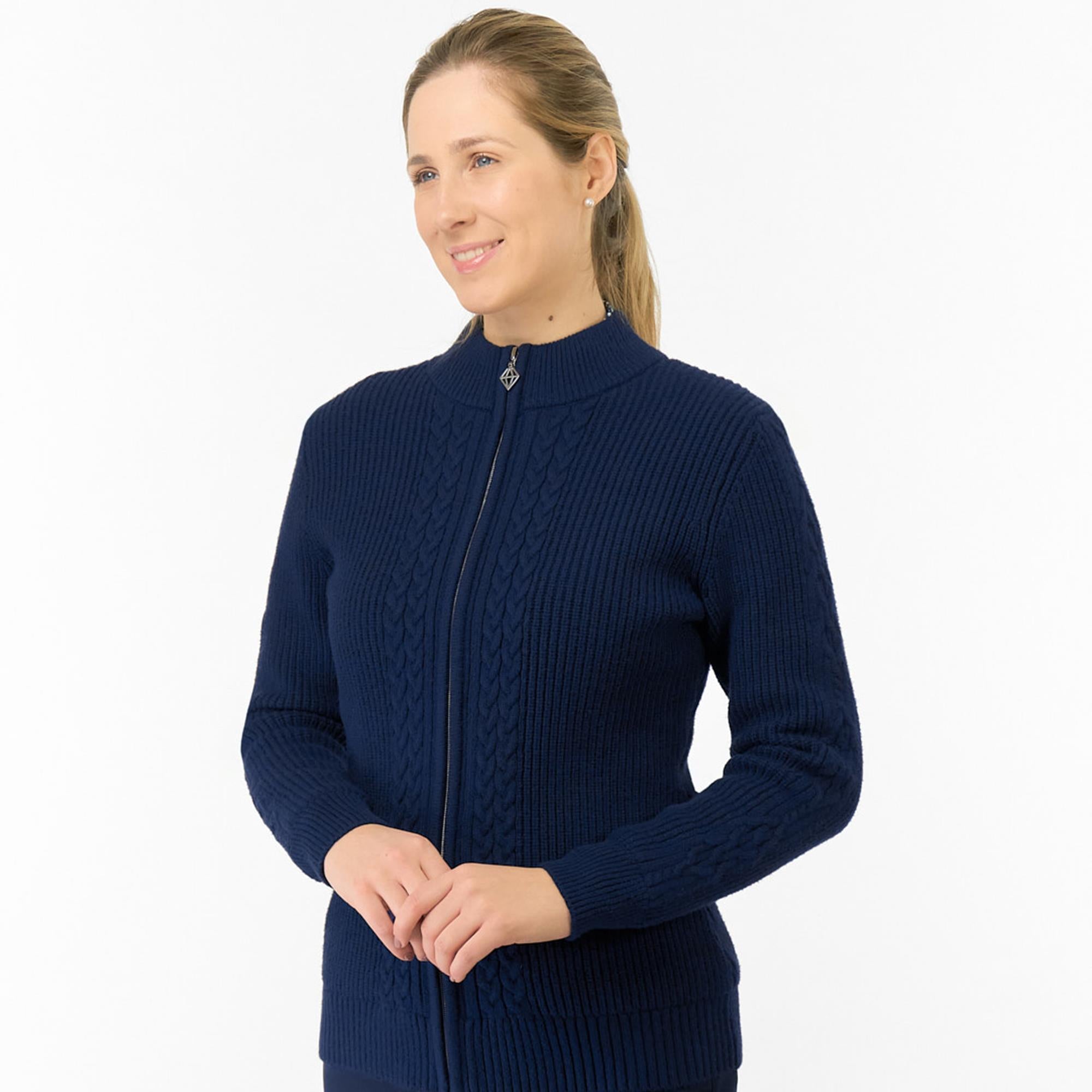 Pure Golf Sophia Elena Knit Lined Ladies Golf Cardigan Navy