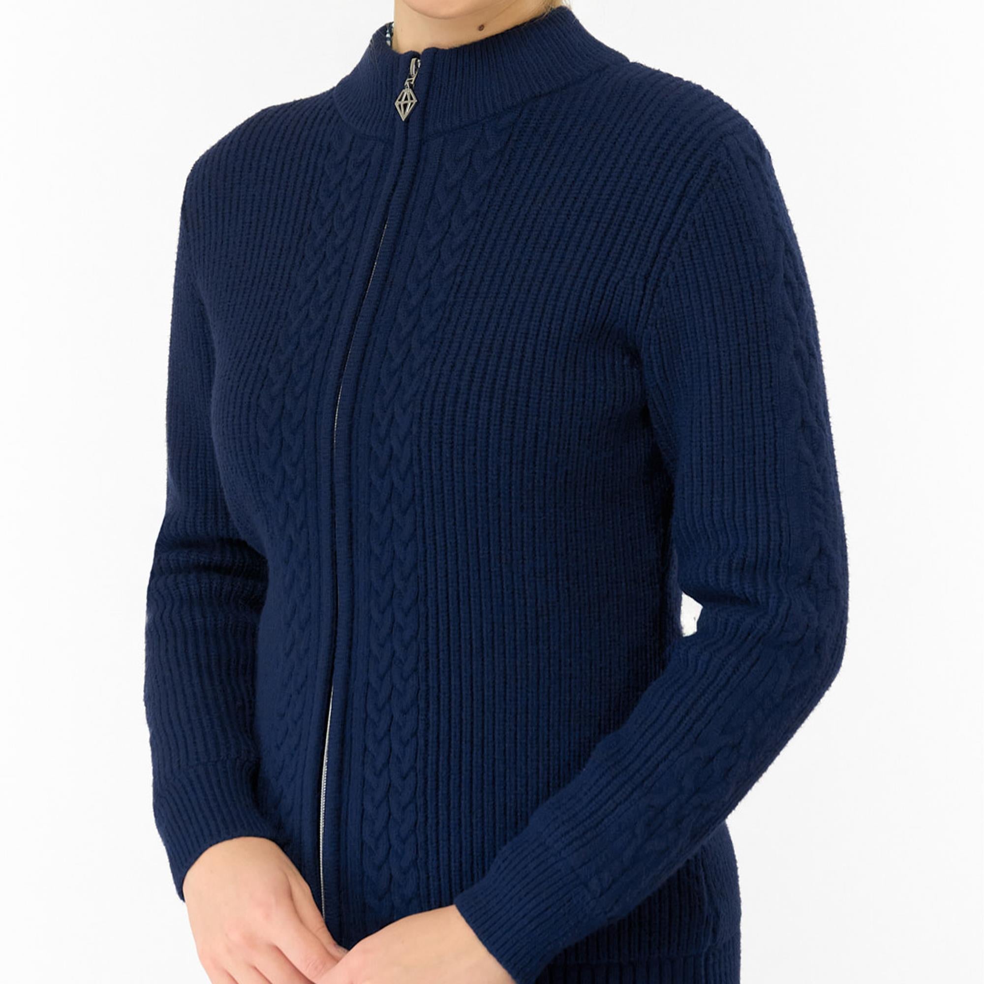 Pure Golf Sophia Elena Knit Lined Ladies Golf Cardigan Navy