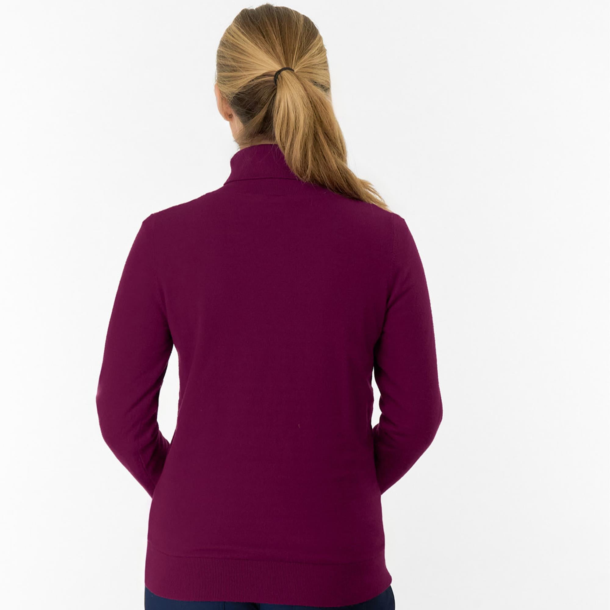 Pure Golf Sarah Super Soft Roll Neck Faux Fur Lining Ladies Pullover Morello Cherry