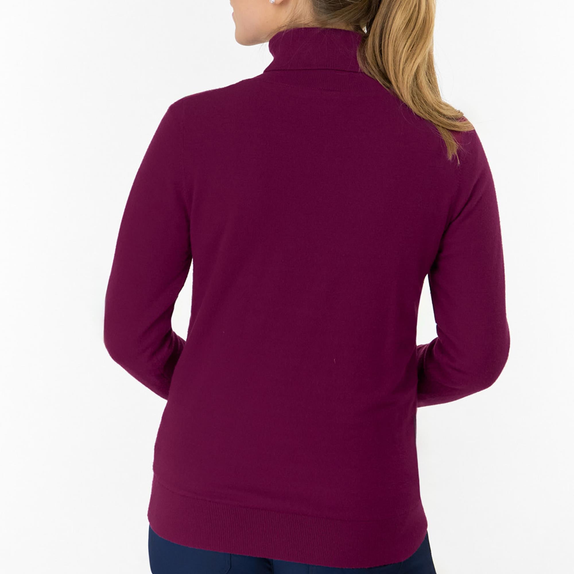 Pure Golf Sarah Super Soft Roll Neck Faux Fur Lining Ladies Pullover Morello Cherry