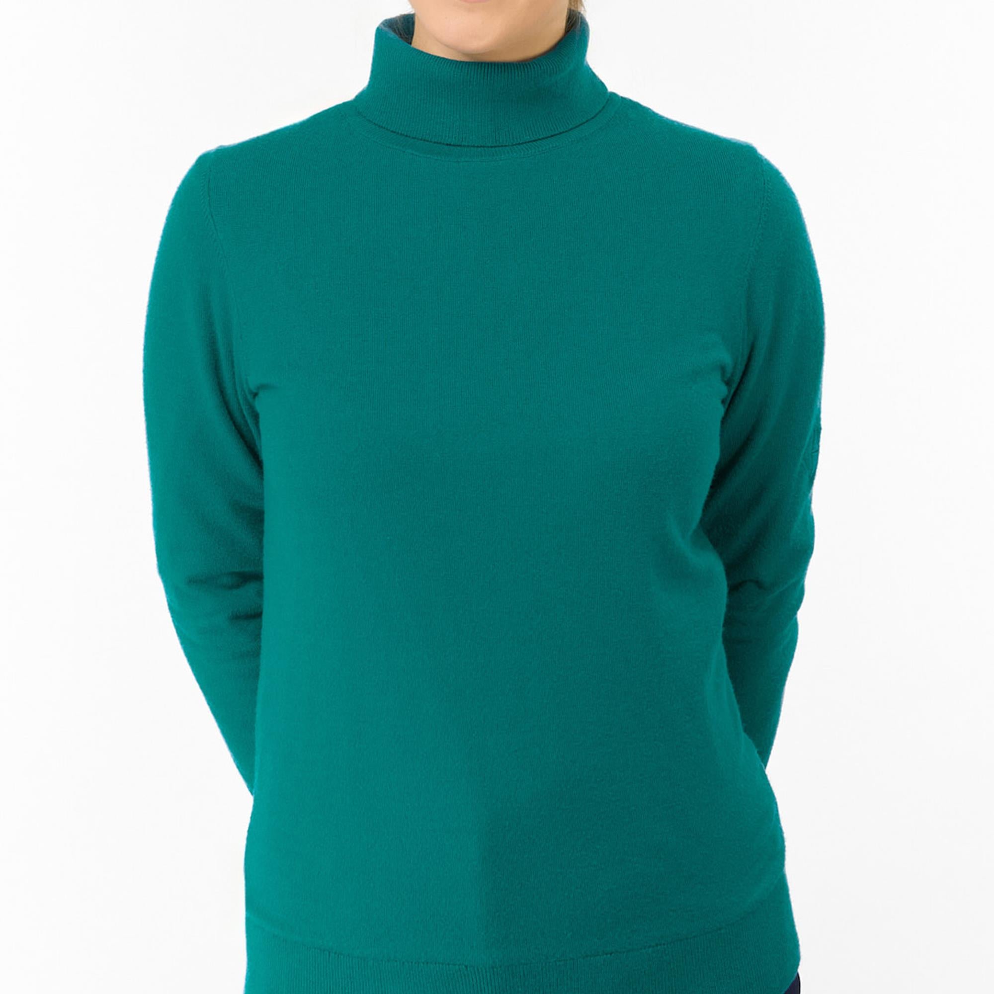 Pure Golf Sarah Super Soft Roll Neck Faux Fur Lining Ladies Pullover Deep Teal