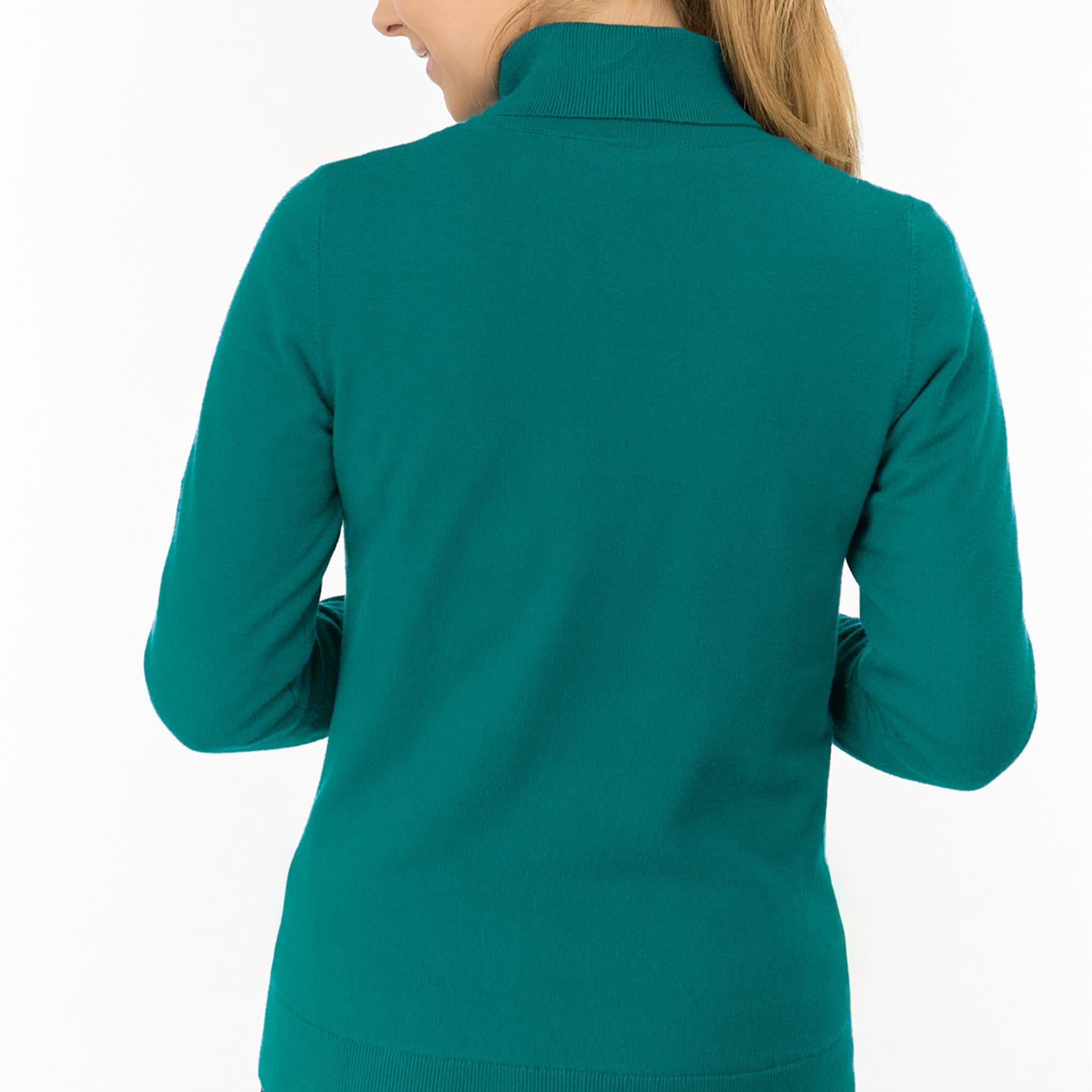 Pure Golf Sarah Super Soft Roll Neck Faux Fur Lining Ladies Pullover Deep Teal