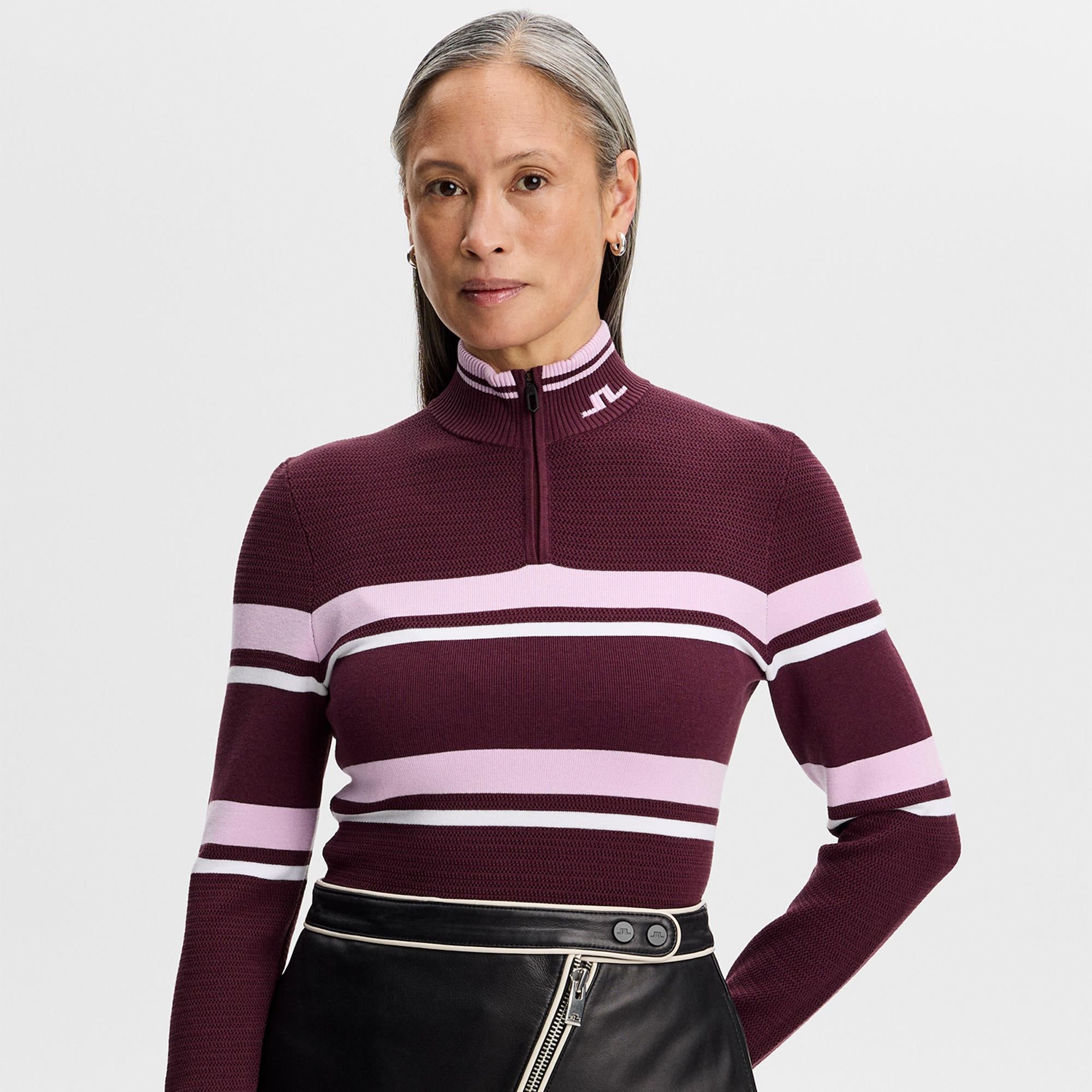 J Lindeberg Ariadne Knit Ladies Quarter Zip Golf Sweater Winetasting
