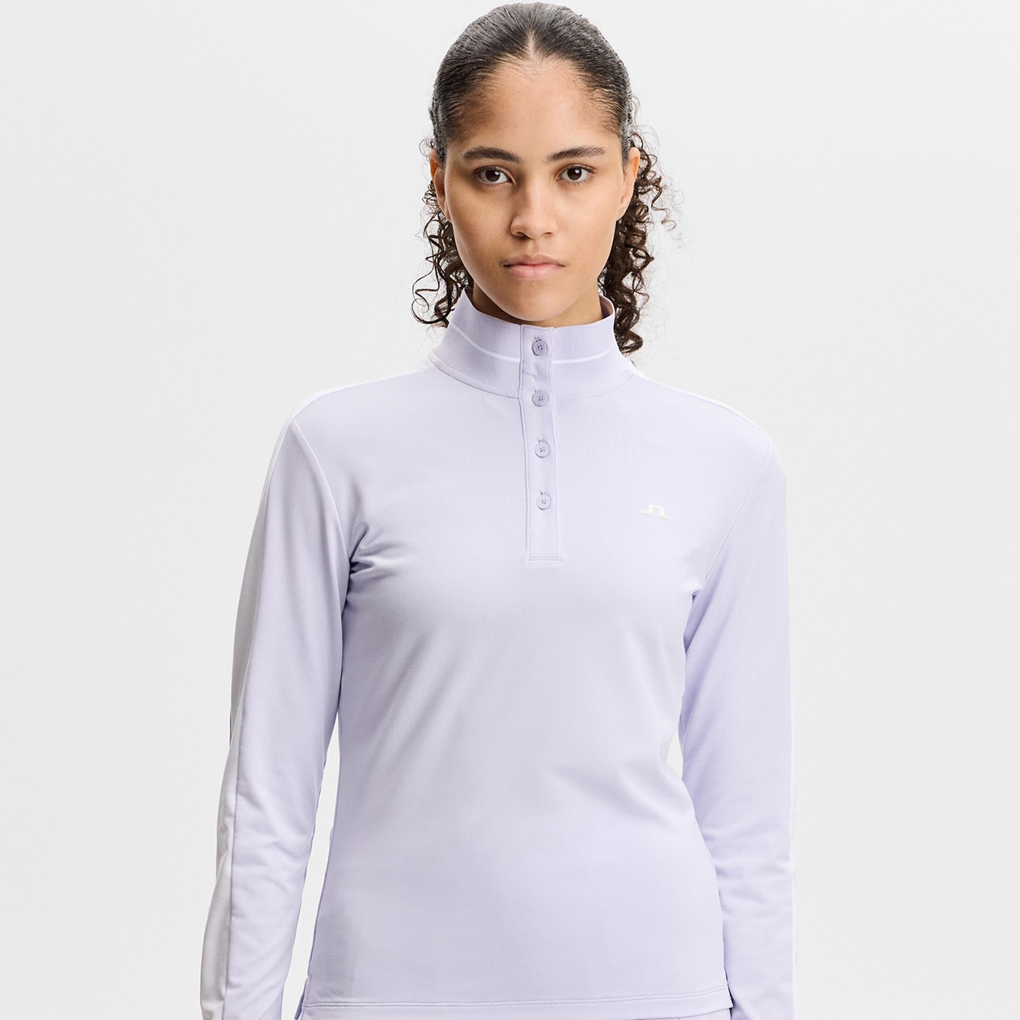 J Lindeberg Hertta Ladies Long Sleeve Golf Polo Shirt Purple Heather