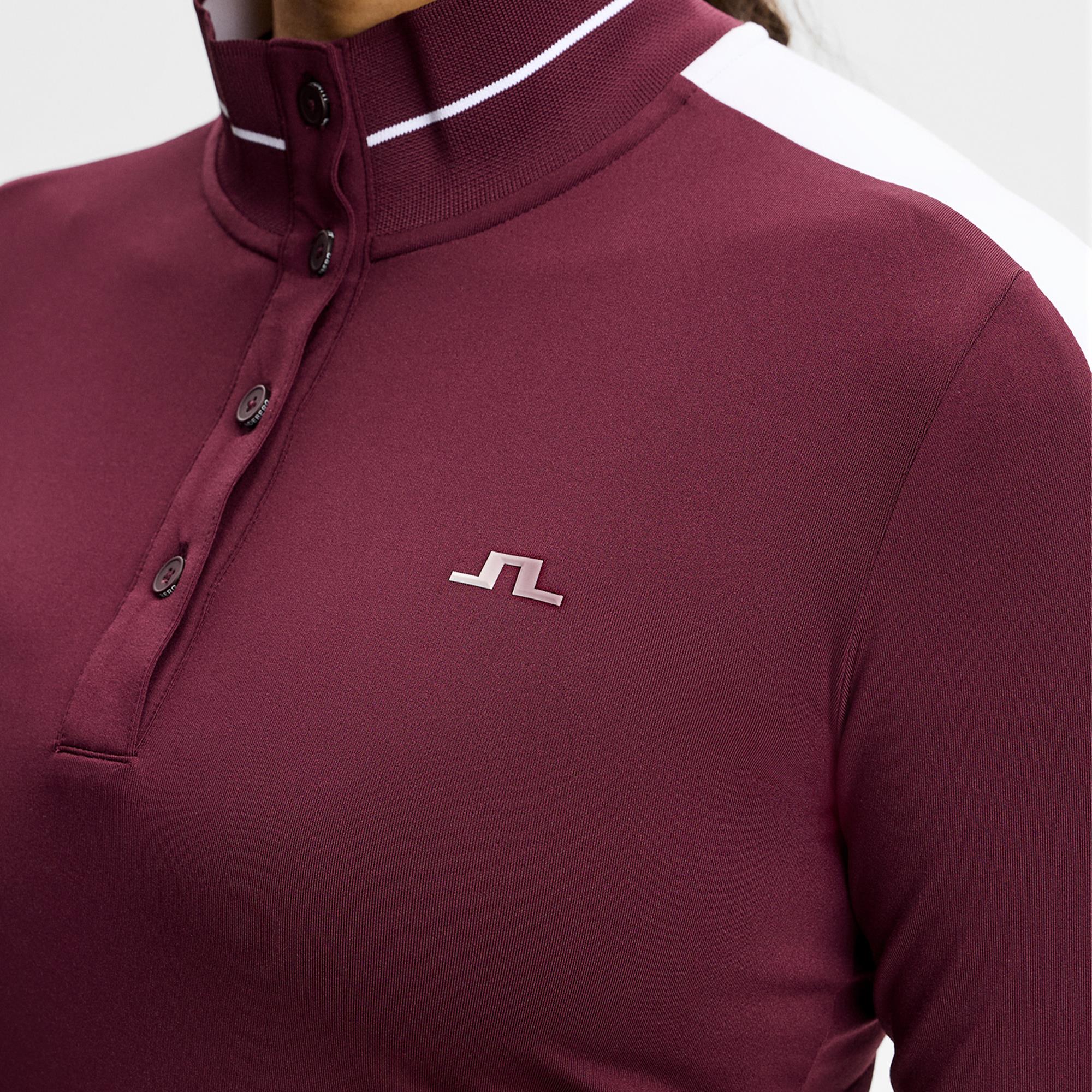 J Lindeberg Hertta Ladies Long Sleeve Golf Polo Shirt Winetasting