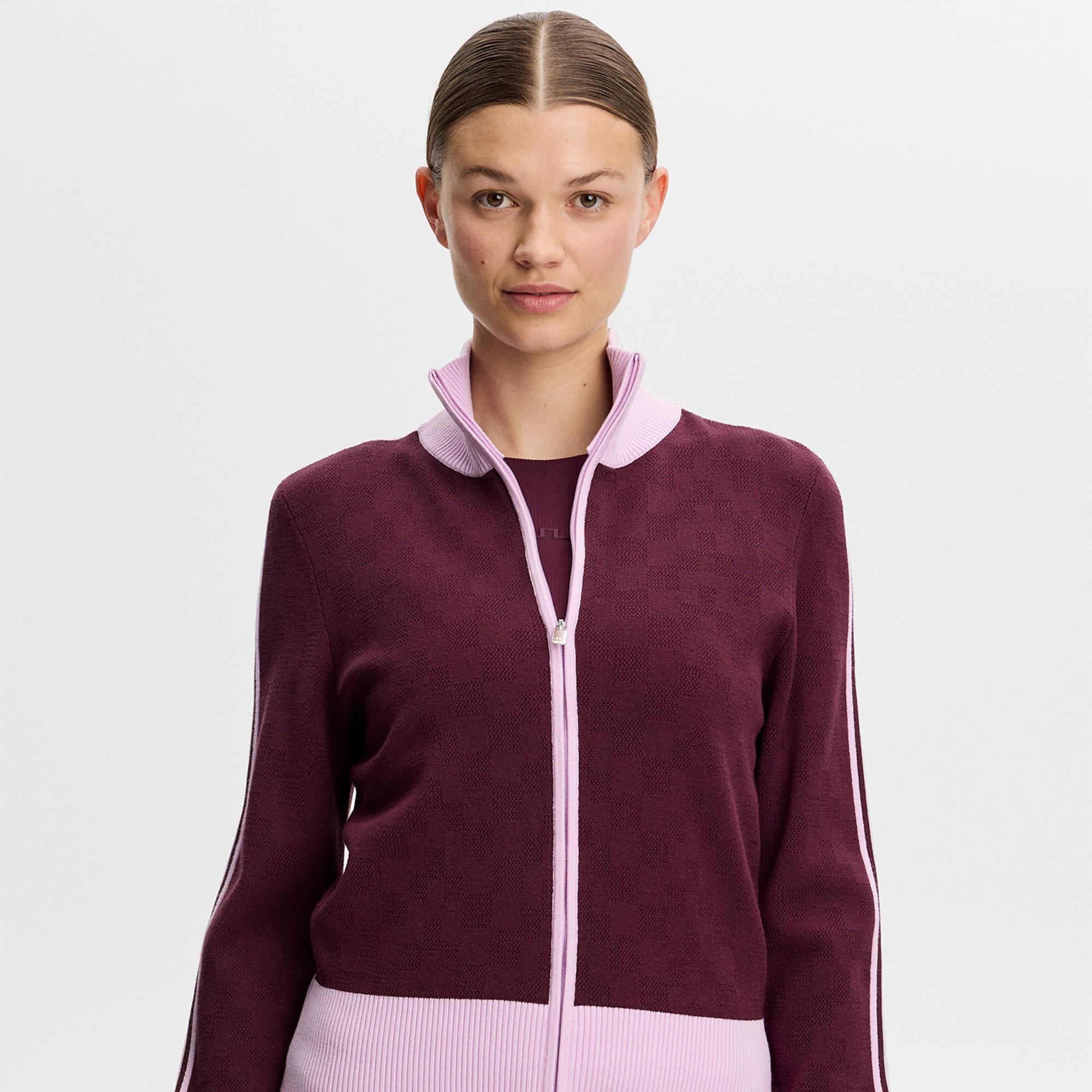 J Lindeberg Kerla Knitted Ladies Full Zip Sweater Winetasting