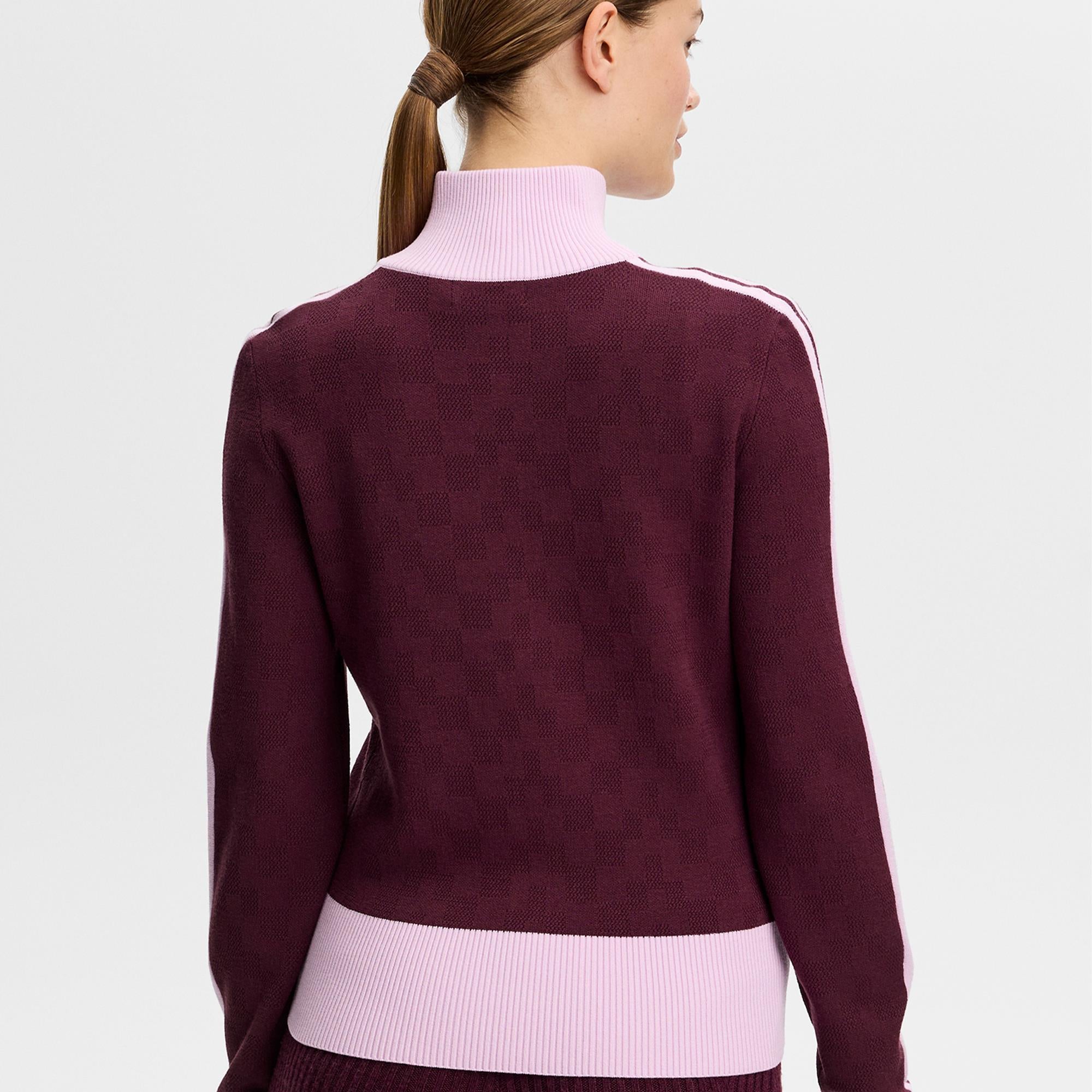 J Lindeberg Kerla Knitted Ladies Full Zip Sweater Winetasting