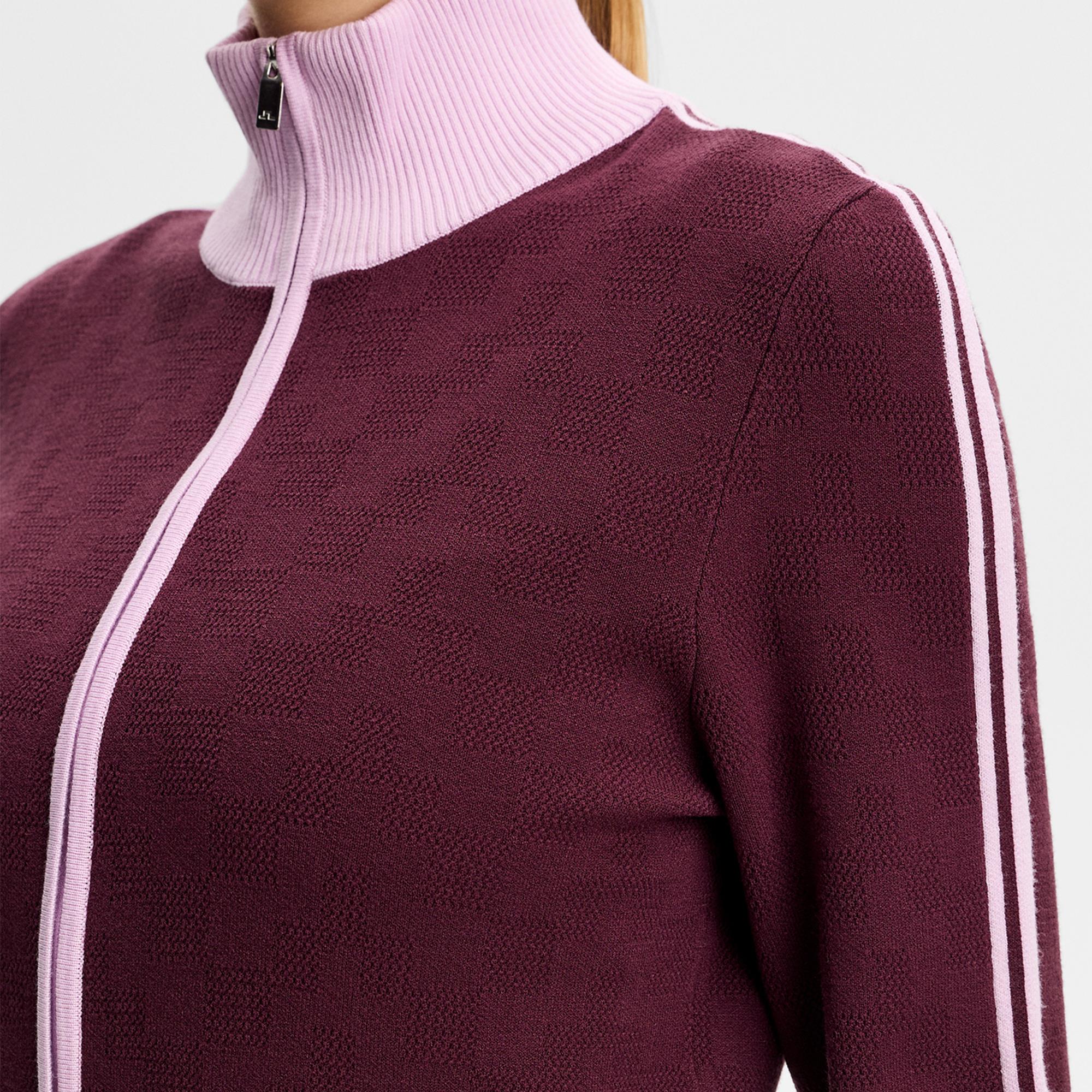 J Lindeberg Kerla Knitted Ladies Full Zip Sweater Winetasting