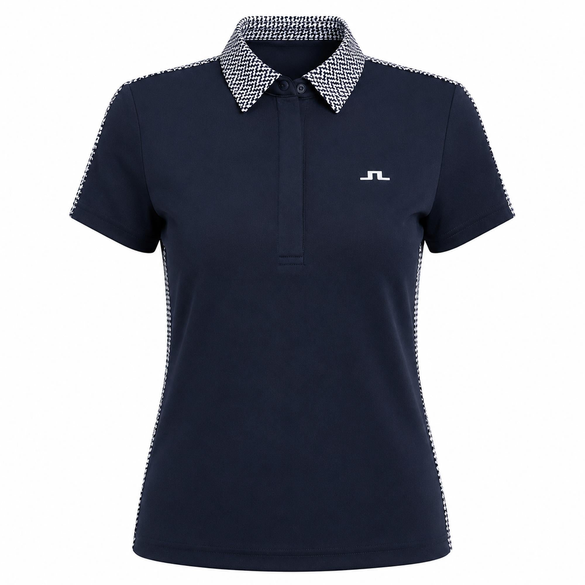 J Lindeberg Cara Print Ladies Golf Polo Shirt Navy