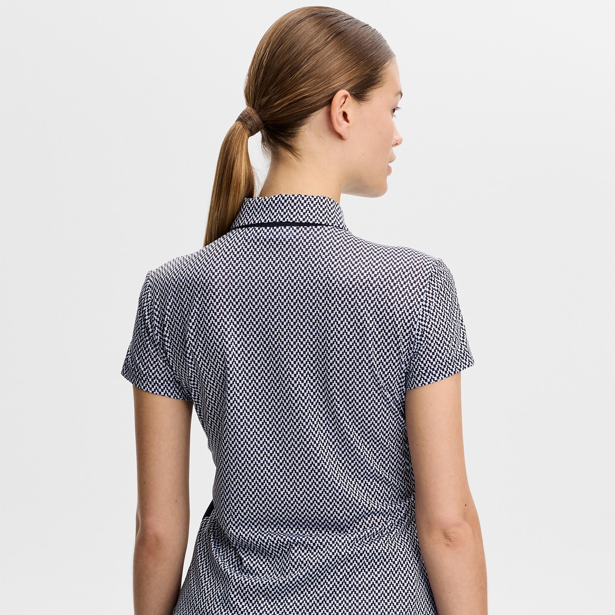 J Lindeberg Cara Print Ladies Golf Polo Shirt Navy